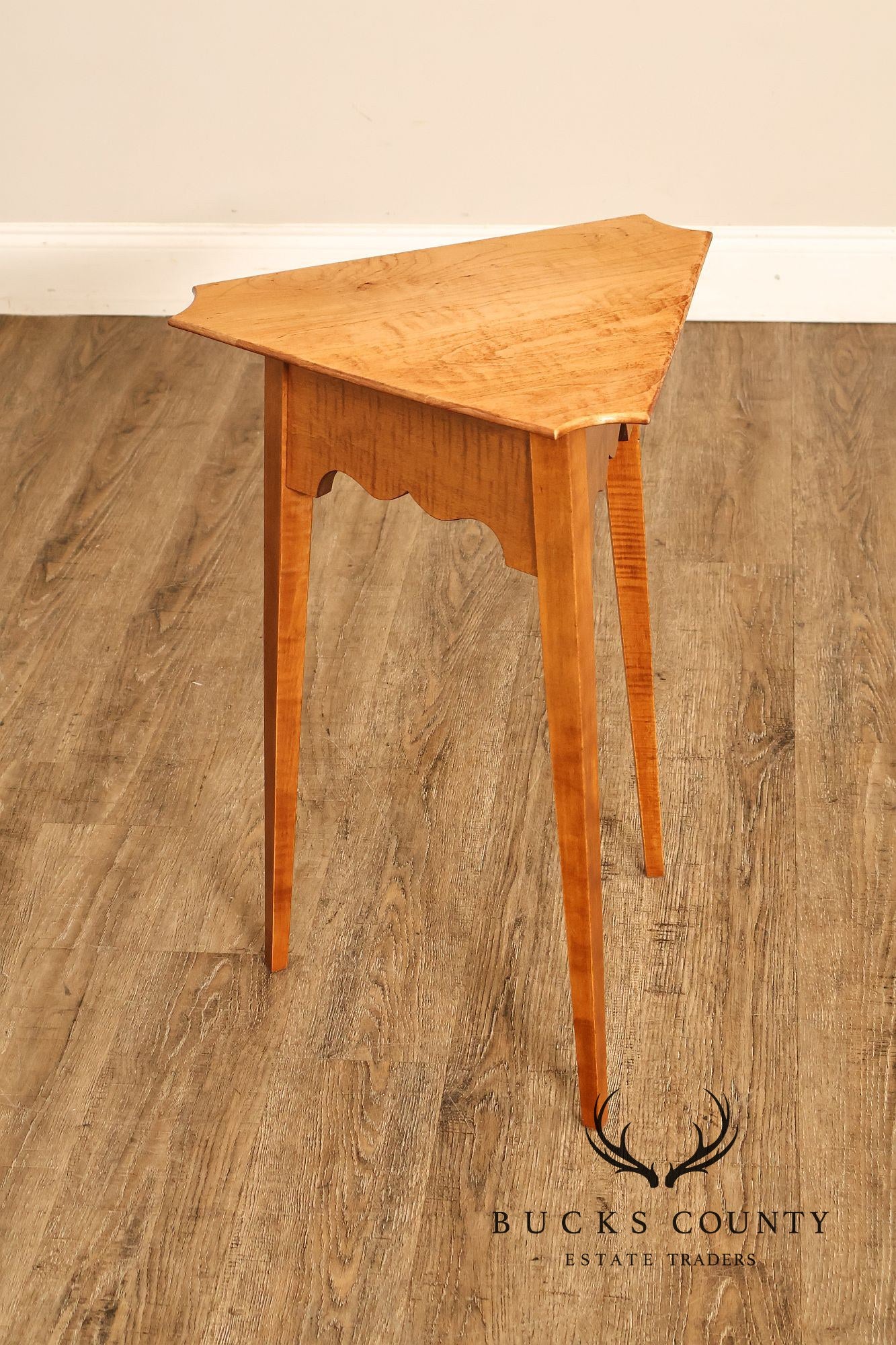 River Bend Ltd. Tiger Maple Triangular Side Table