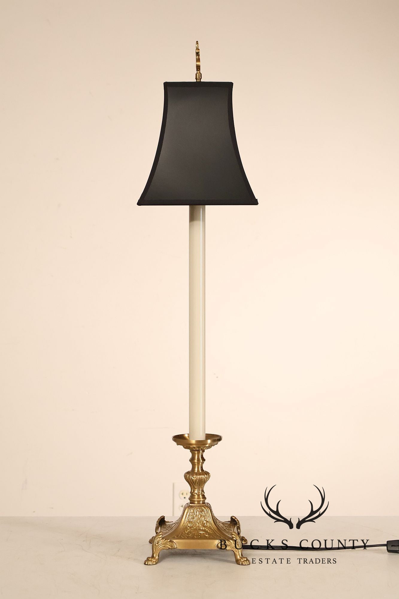 Wildwood Pair of Brass Tall Candlestick Table Lamps