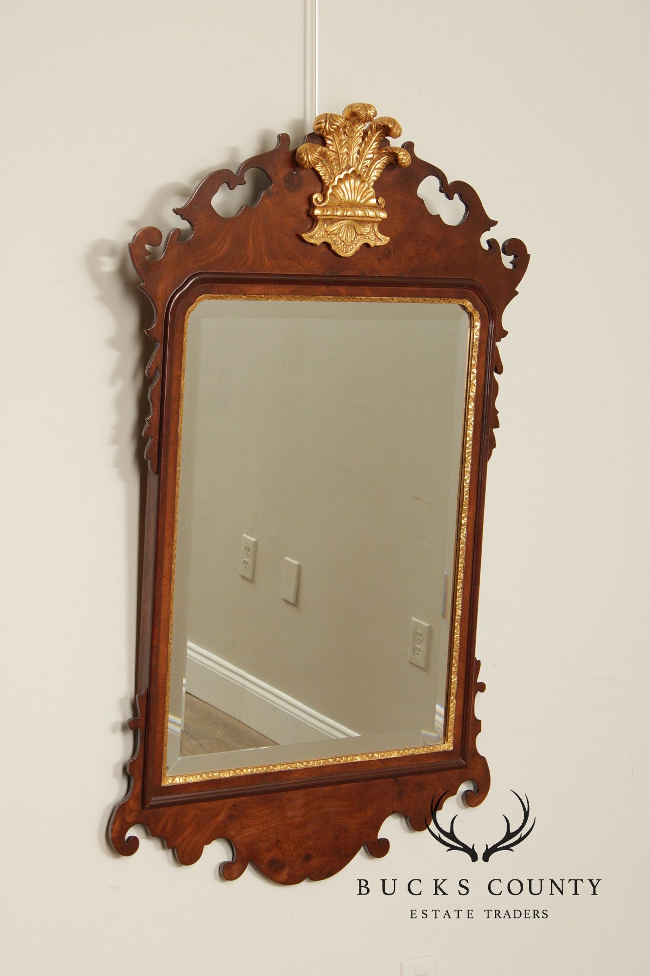 Friedman Brothers Colonial Williamsburg Burl Walnut Wall Mirror