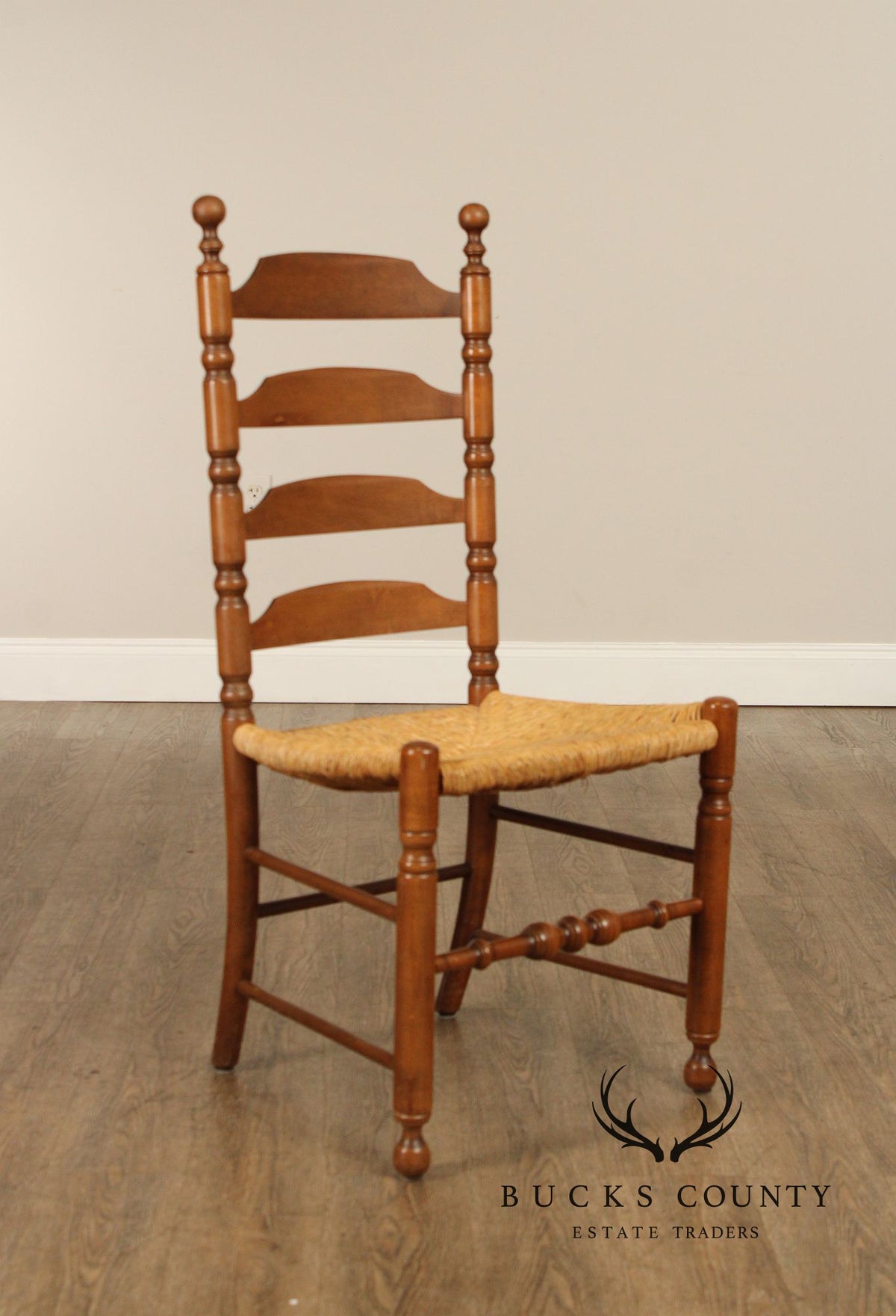 L. Hitchcock Early American Style Set of Four Rush Seat Dining Chairs