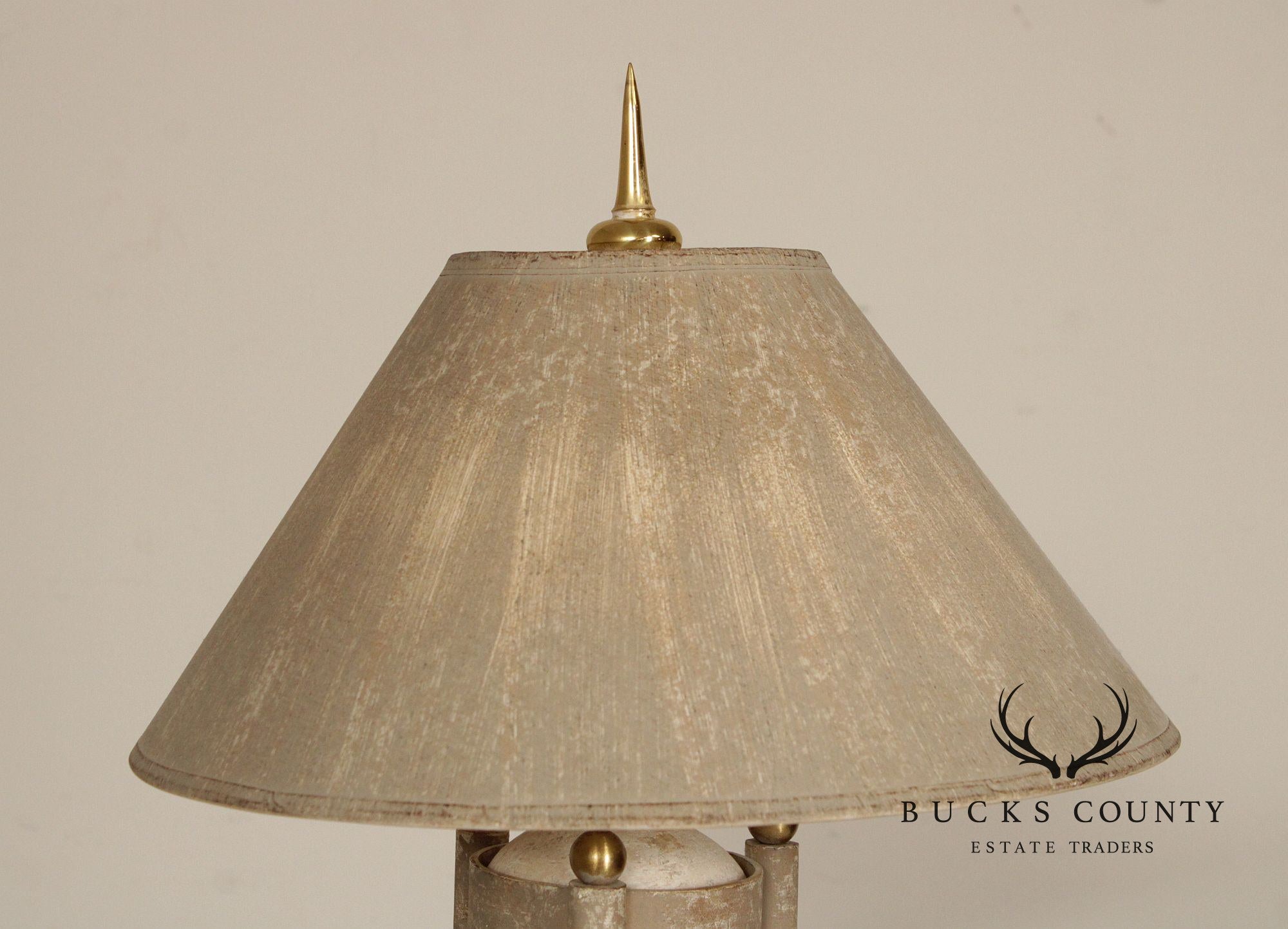 Neoclassical Style Pair of Travertine Table Lamps