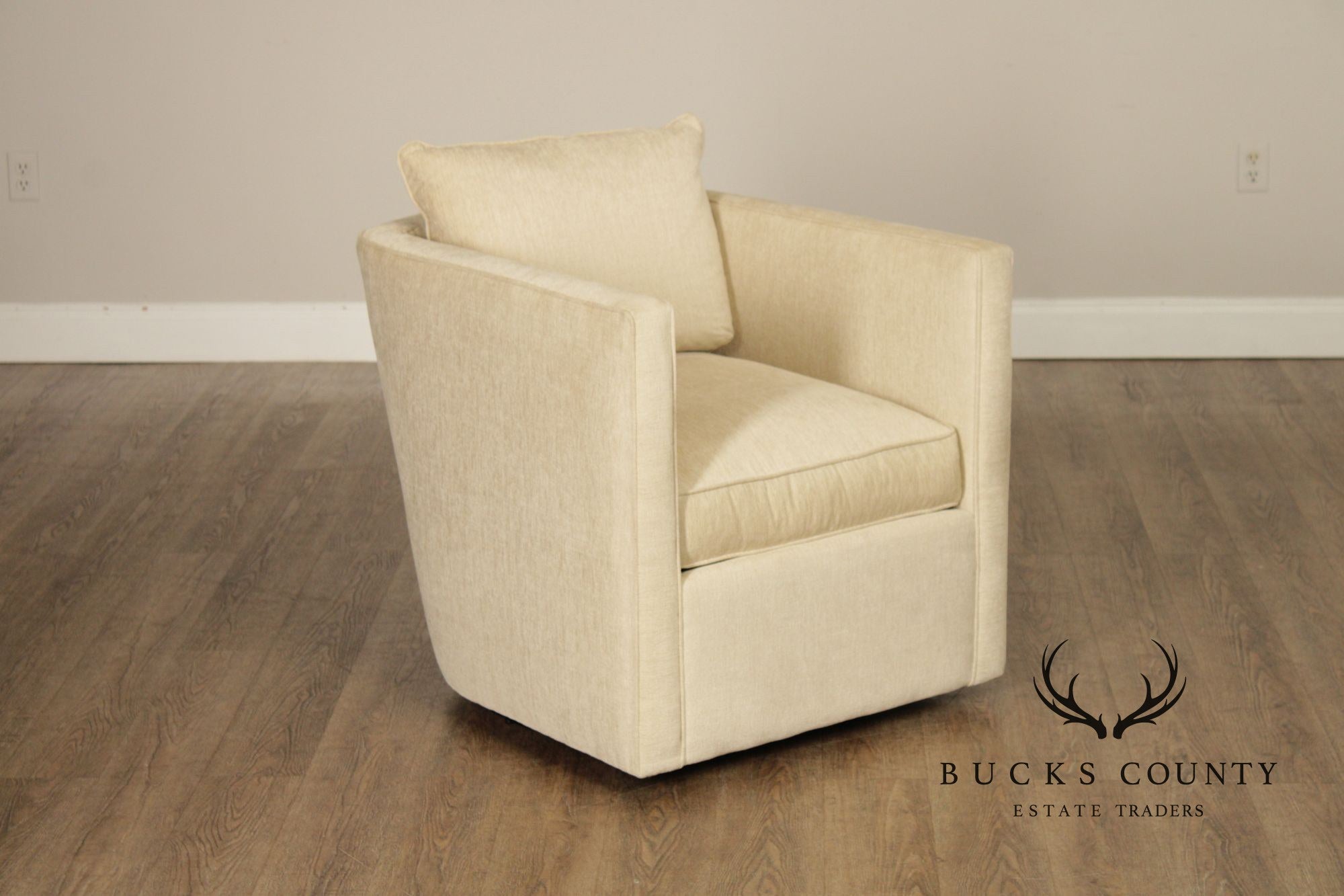 Contemporary American Made Robin Bruce "Rothko" Pair Of Upholstered Swivel Lounge Chairs