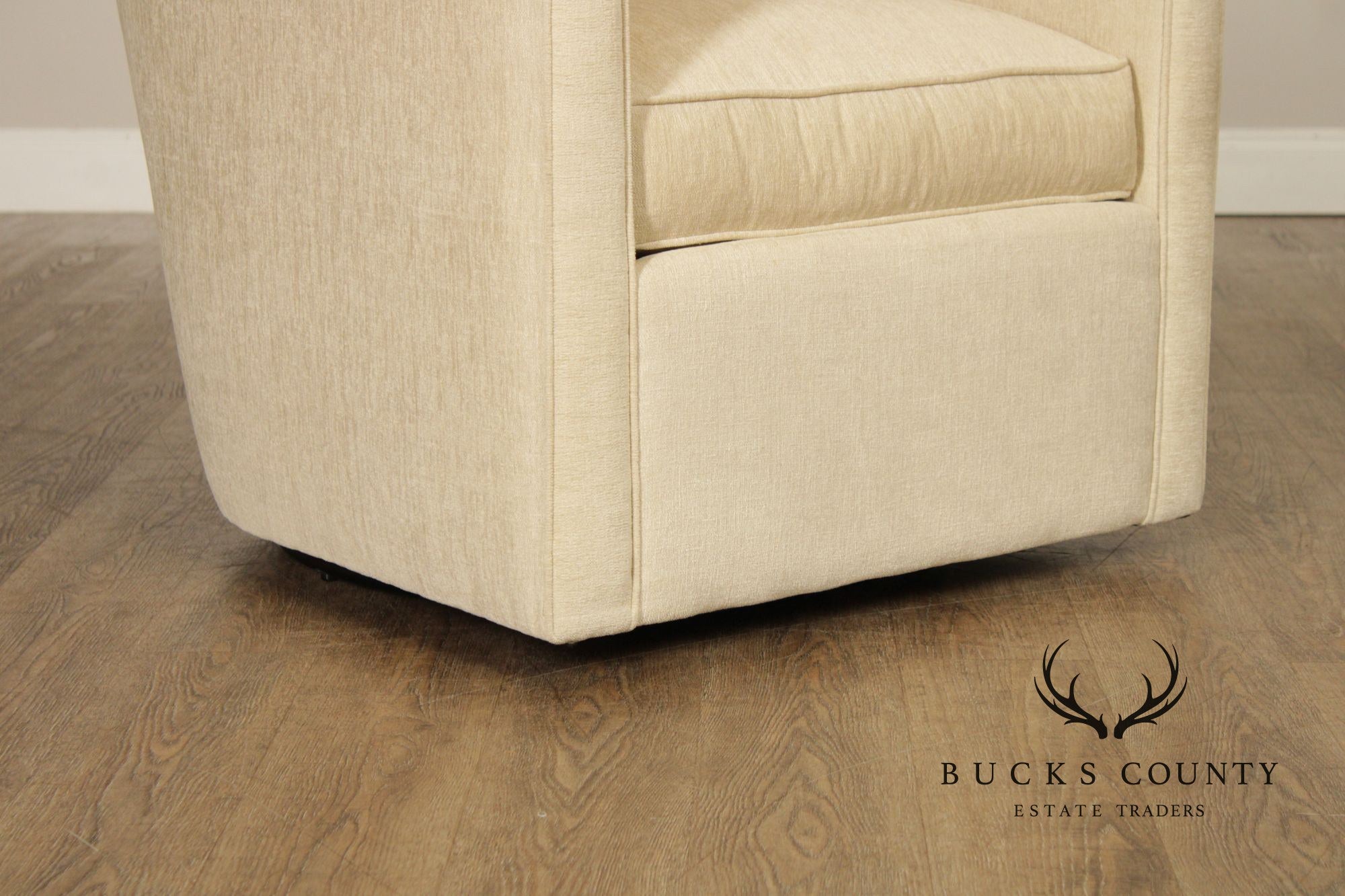 Contemporary American Made Robin Bruce "Rothko" Pair Of Upholstered Swivel Lounge Chairs