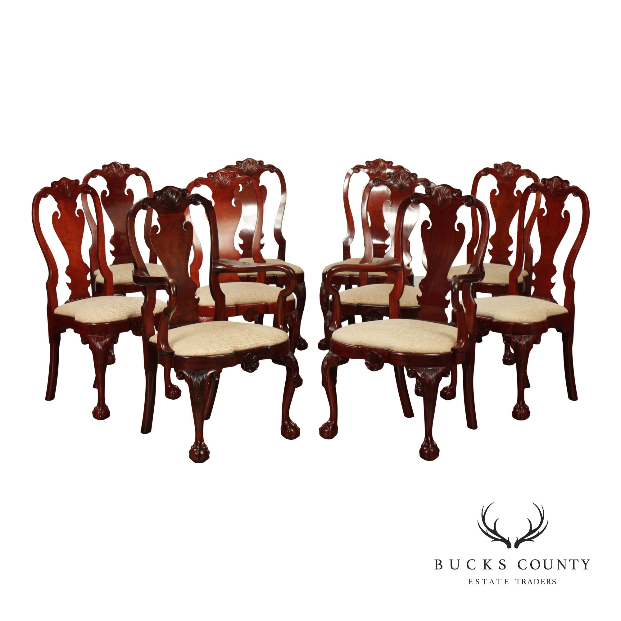 Kindel Winterthur Reproduction Set of Ten Mahogany Dining Chairs