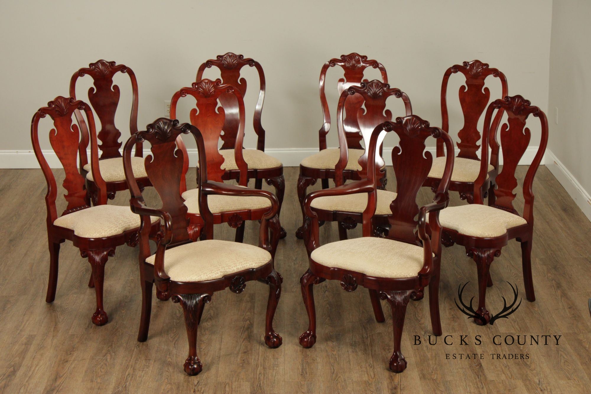 Kindel Winterthur Reproduction Set of Ten Mahogany Dining Chairs