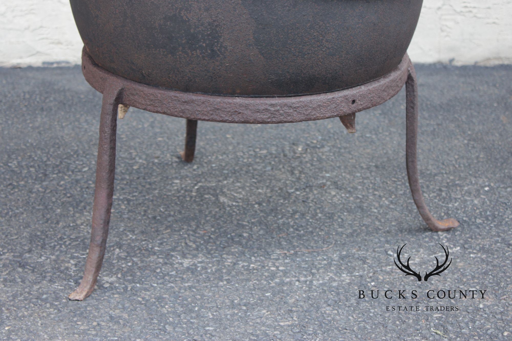 Antique Cast Iron Rendering Kettle on Stand