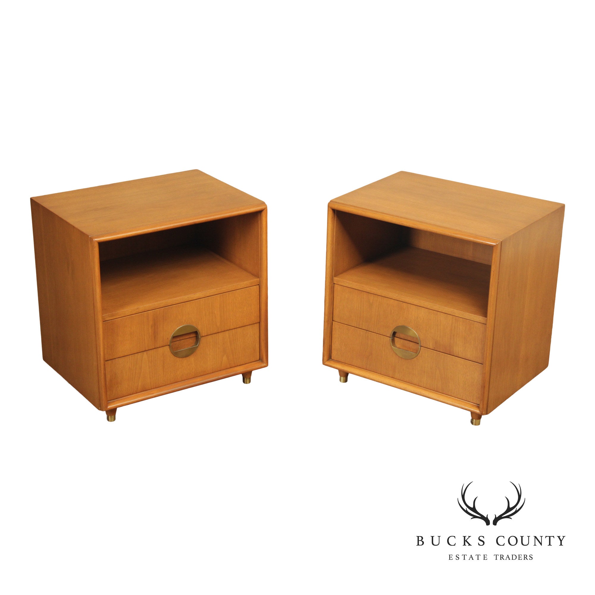 Johnson Furniture Co. Mid Century Modern Pair of Nightstands