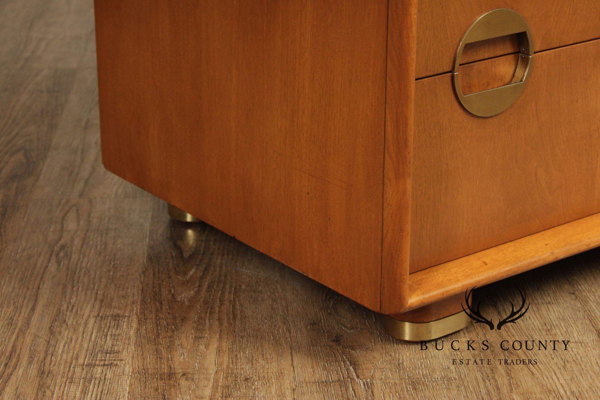 Johnson Furniture John Stewart Walnut Mid-Century Modern Eight Drawer Dresser With Brass Hardware