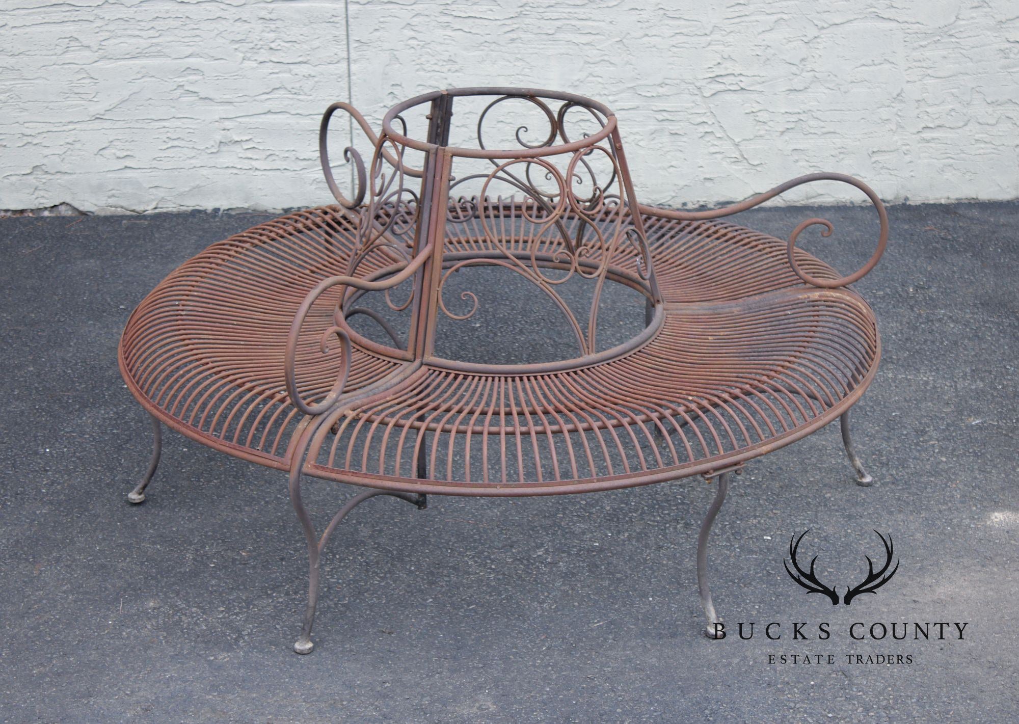 Vintage Wrought Iron Garden Tree Bench