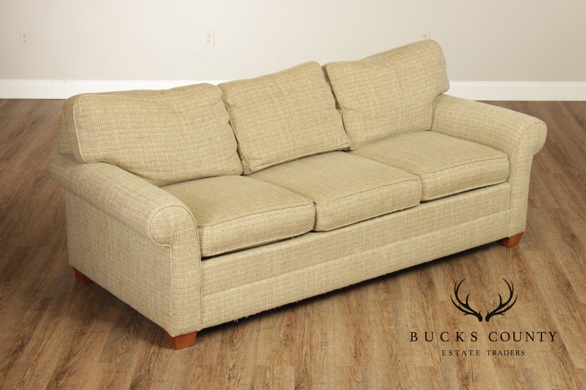 Ethan Allen Three Cushion Sofa With Rolled Arms