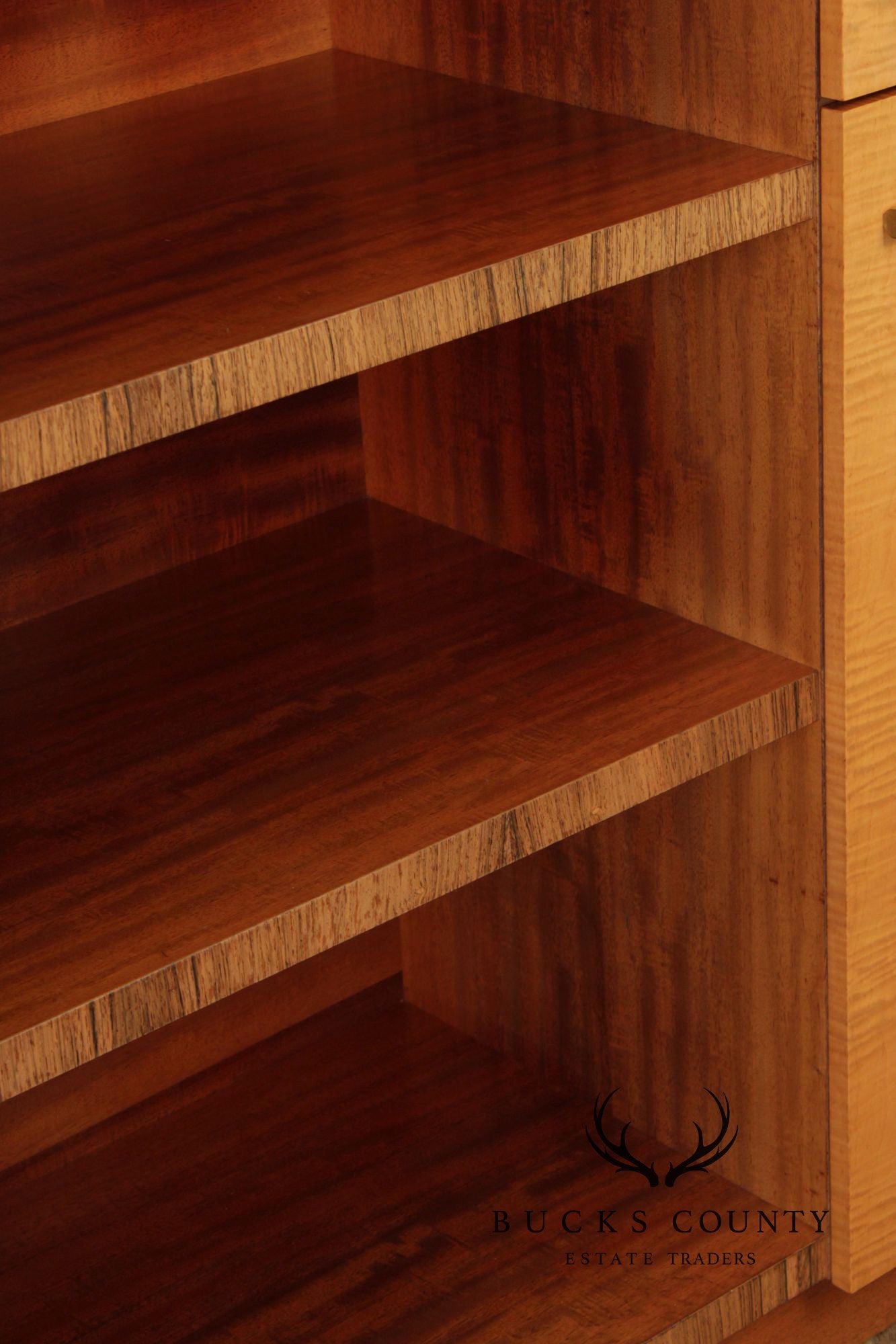 Van Etten Art Deco Style Figured Maple And Mahogany Bookcase