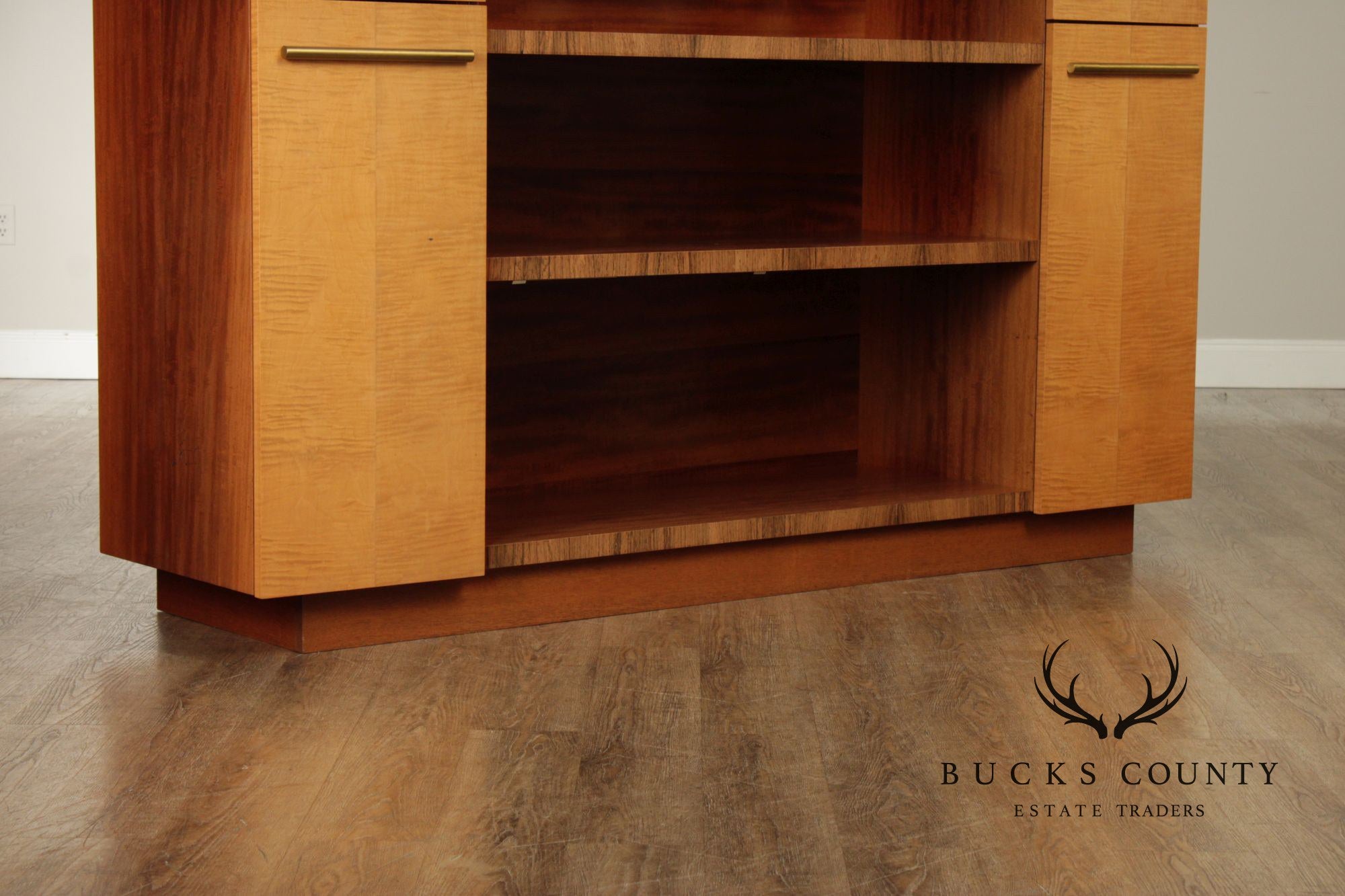 Van Etten Art Deco Style Figured Maple And Mahogany Bookcase