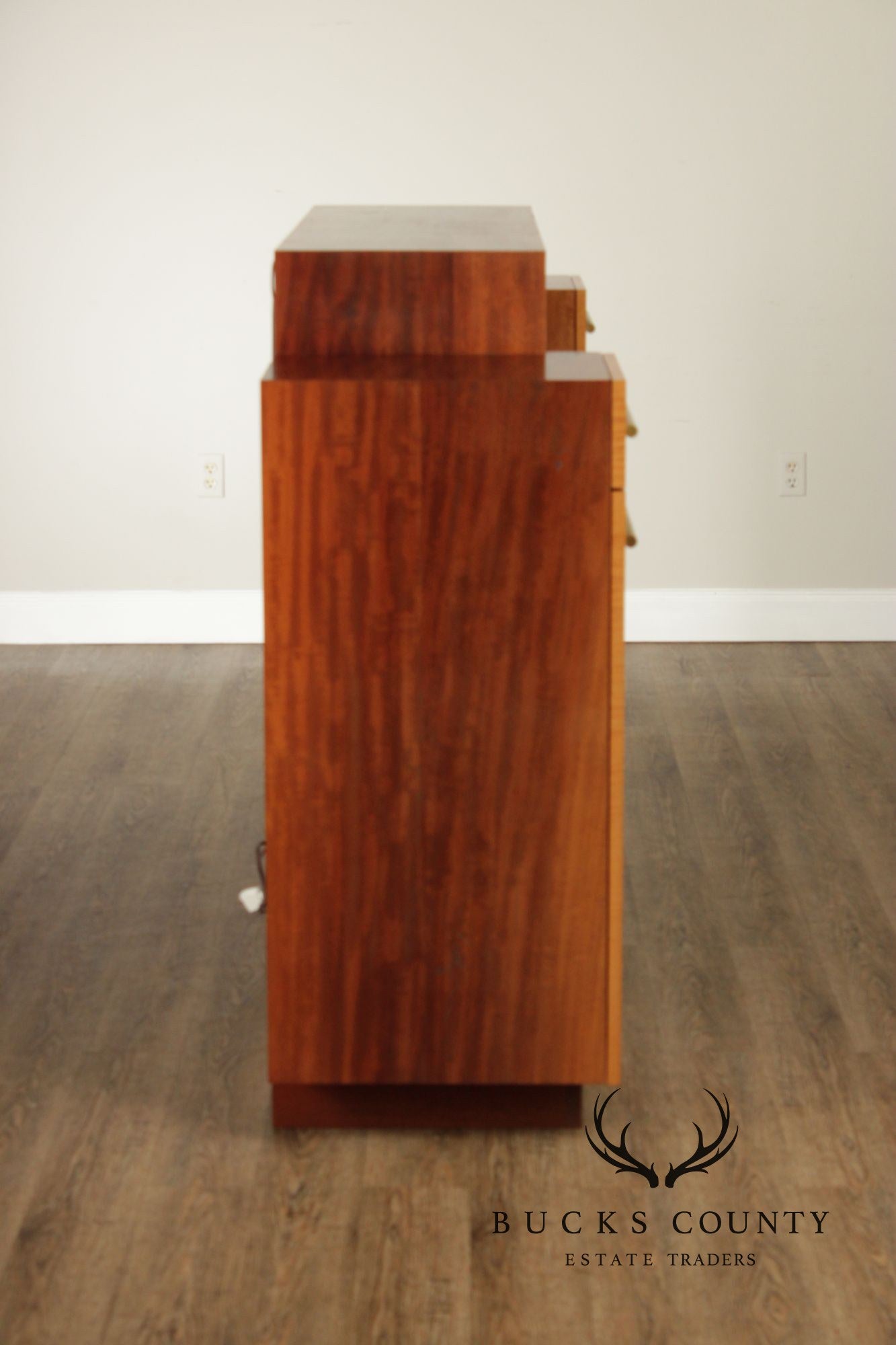 Van Etten Art Deco Style Figured Maple And Mahogany Bookcase