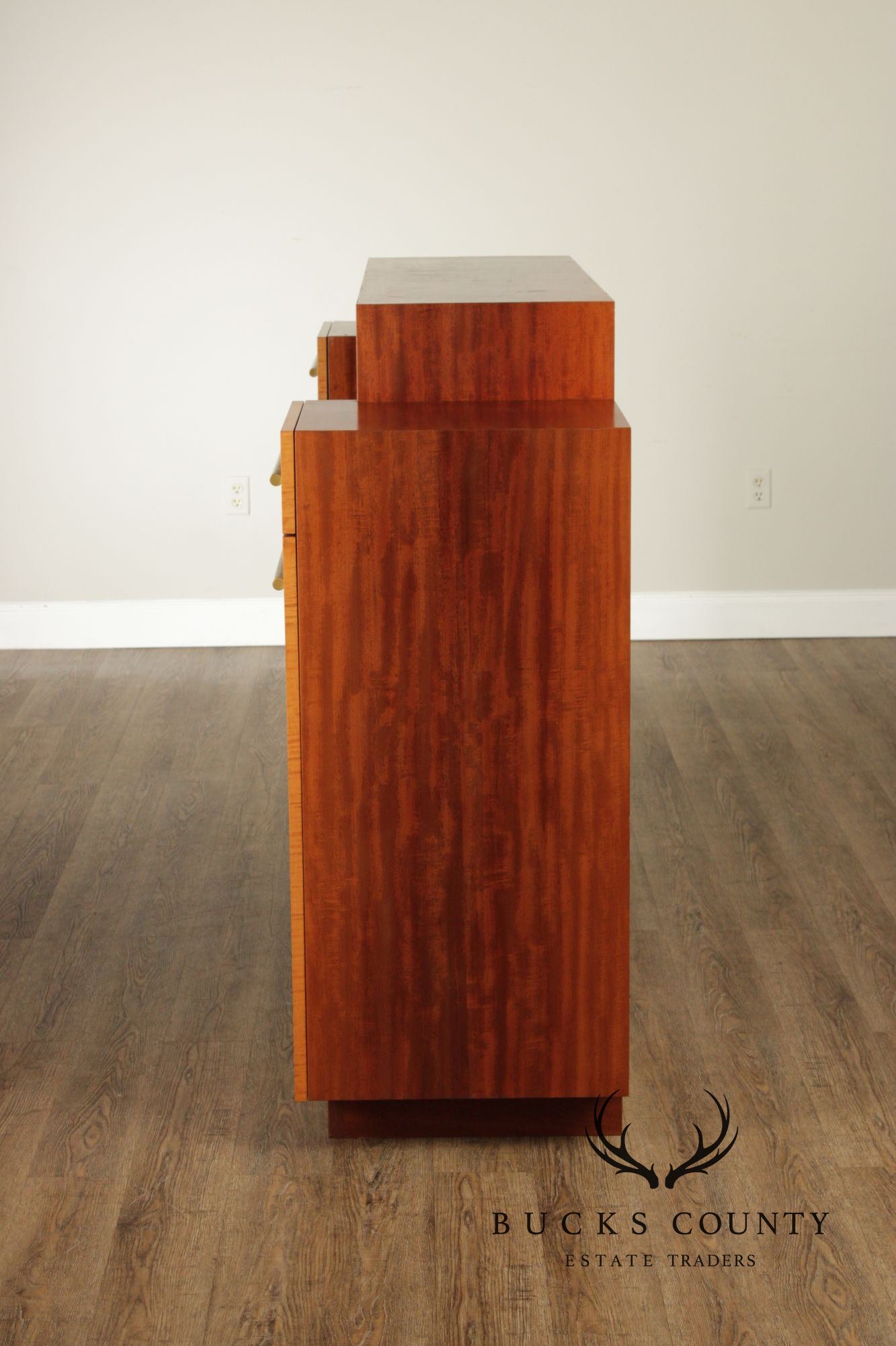 Van Etten Art Deco Style Figured Maple And Mahogany Bookcase
