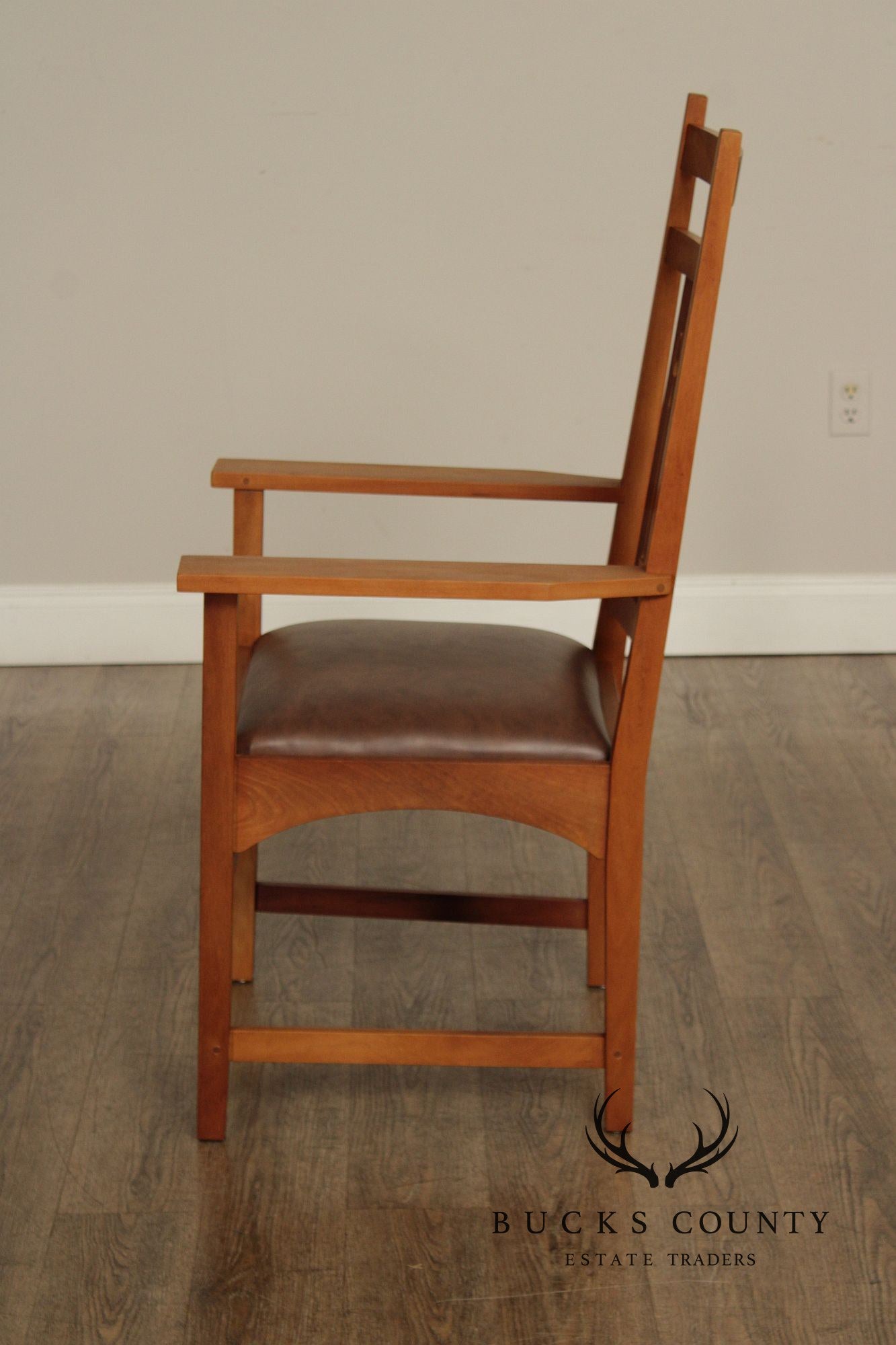 Stickley Mission Collection Harvey Ellis Inlaid Cherry Armchair