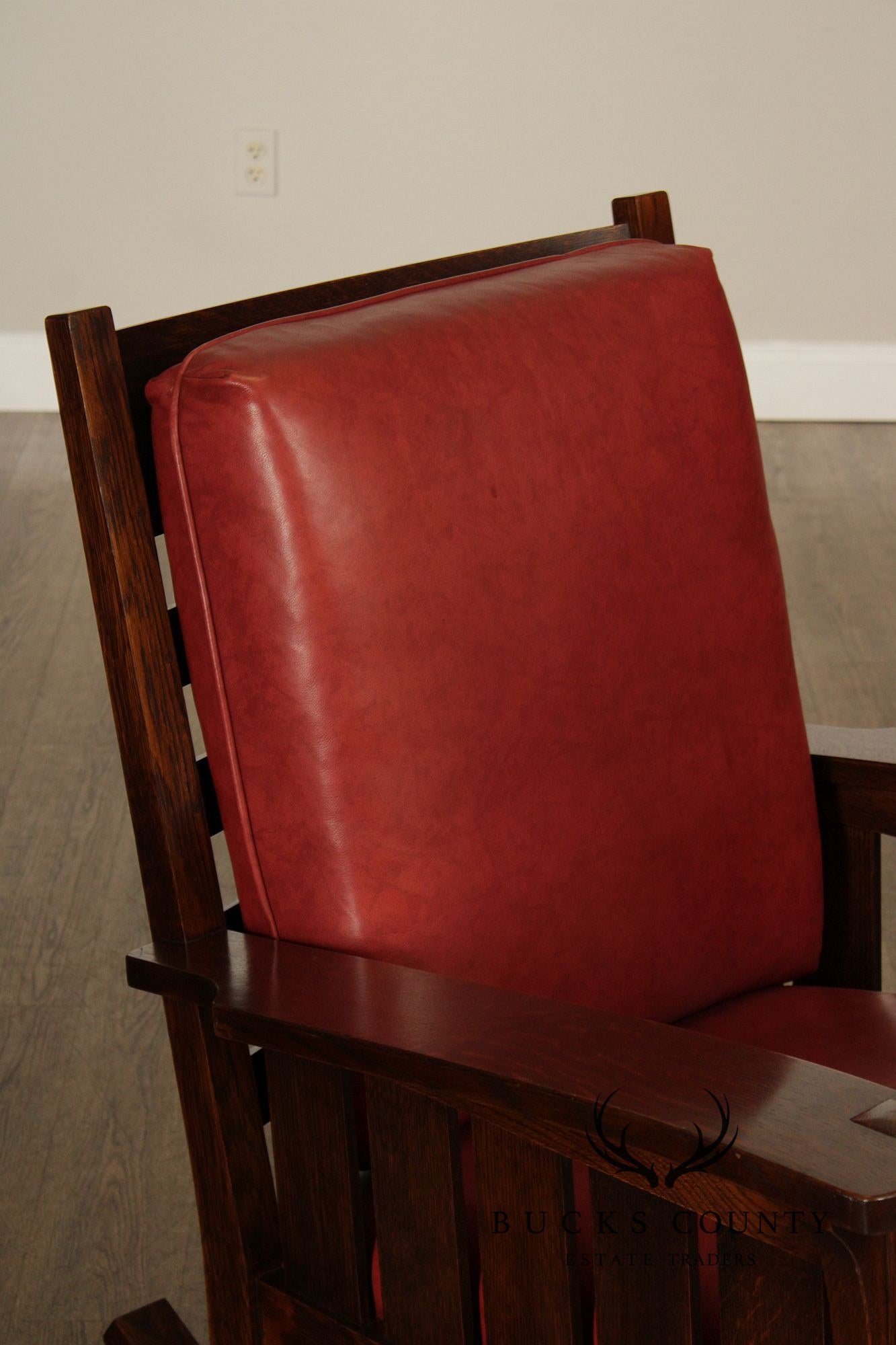 Stickley Mission Collection Oak And Leather Rocking Chair