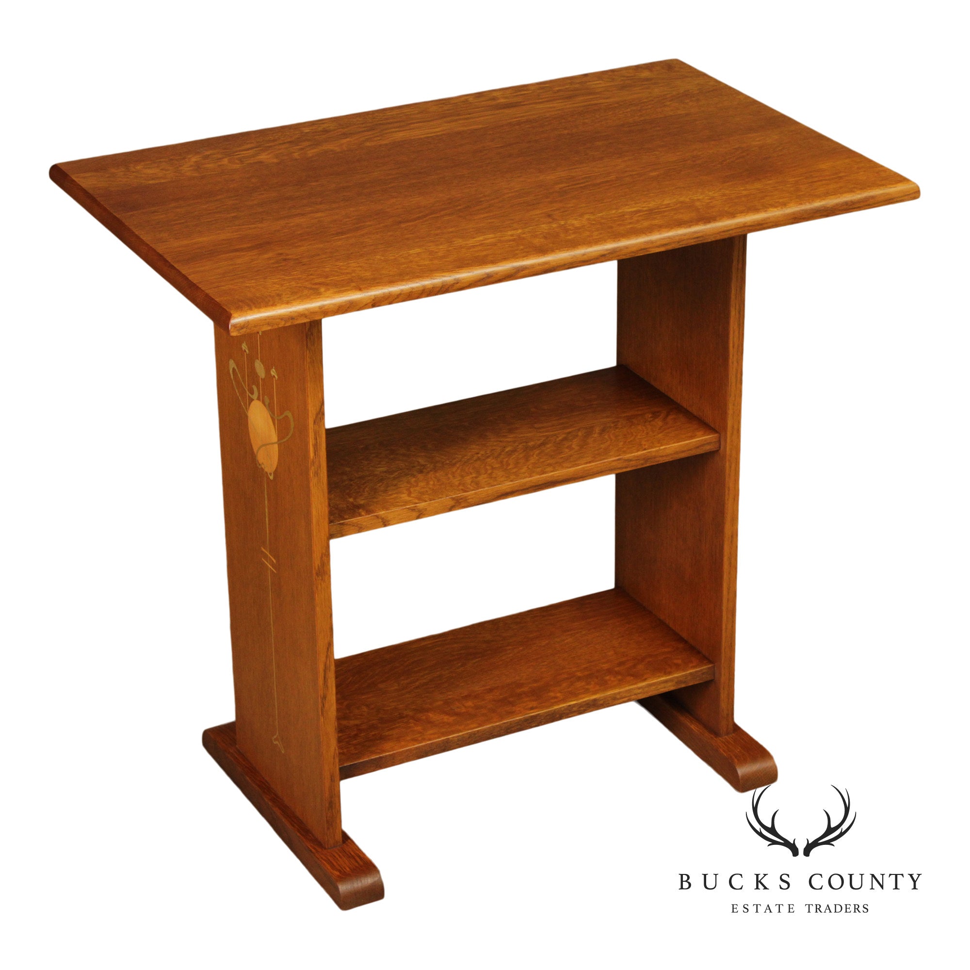 Stickley Mission Collection Inlaid Oak Tiered Occasional Table