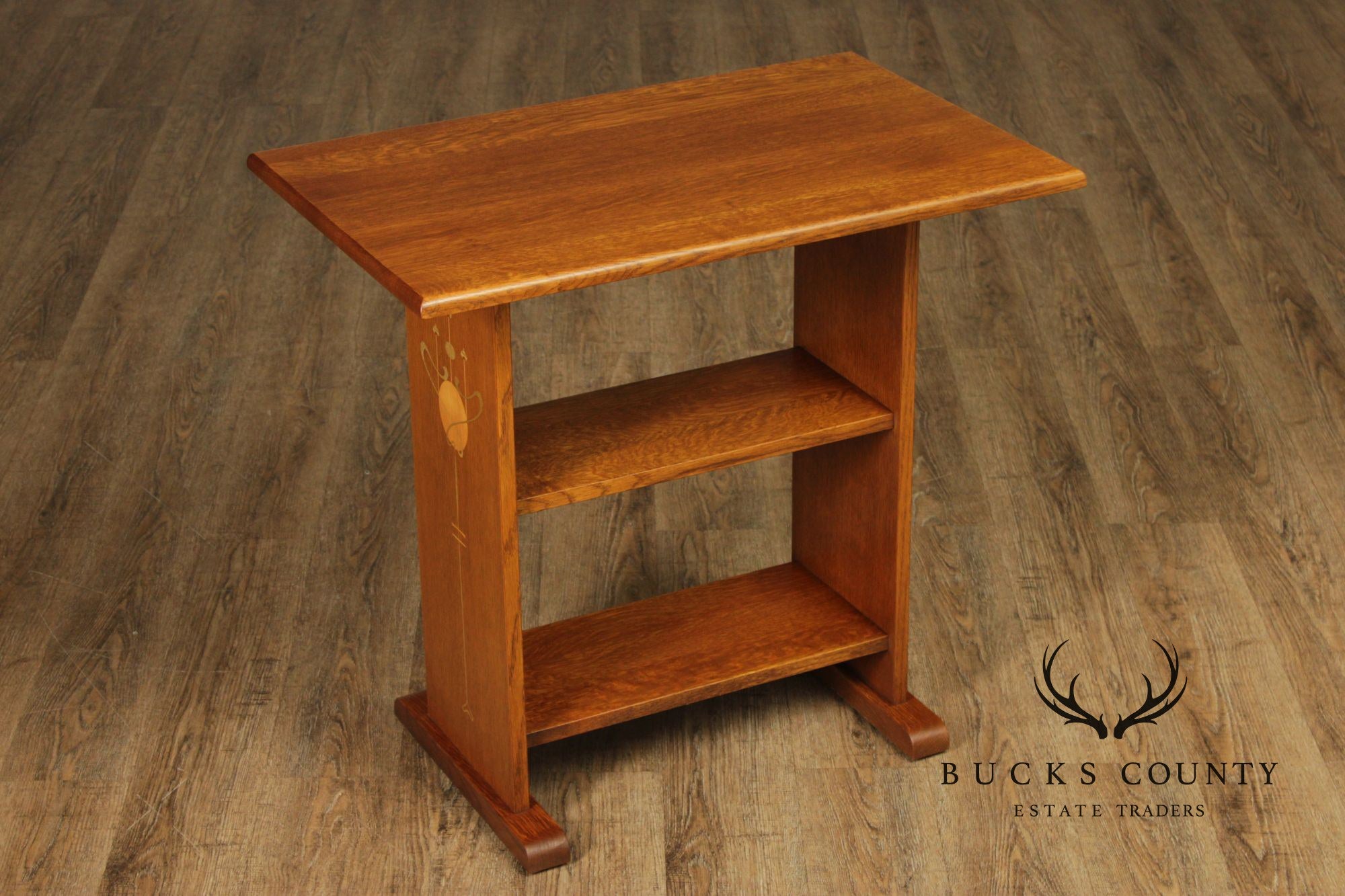 Stickley Mission Collection Inlaid Oak Tiered Occasional Table