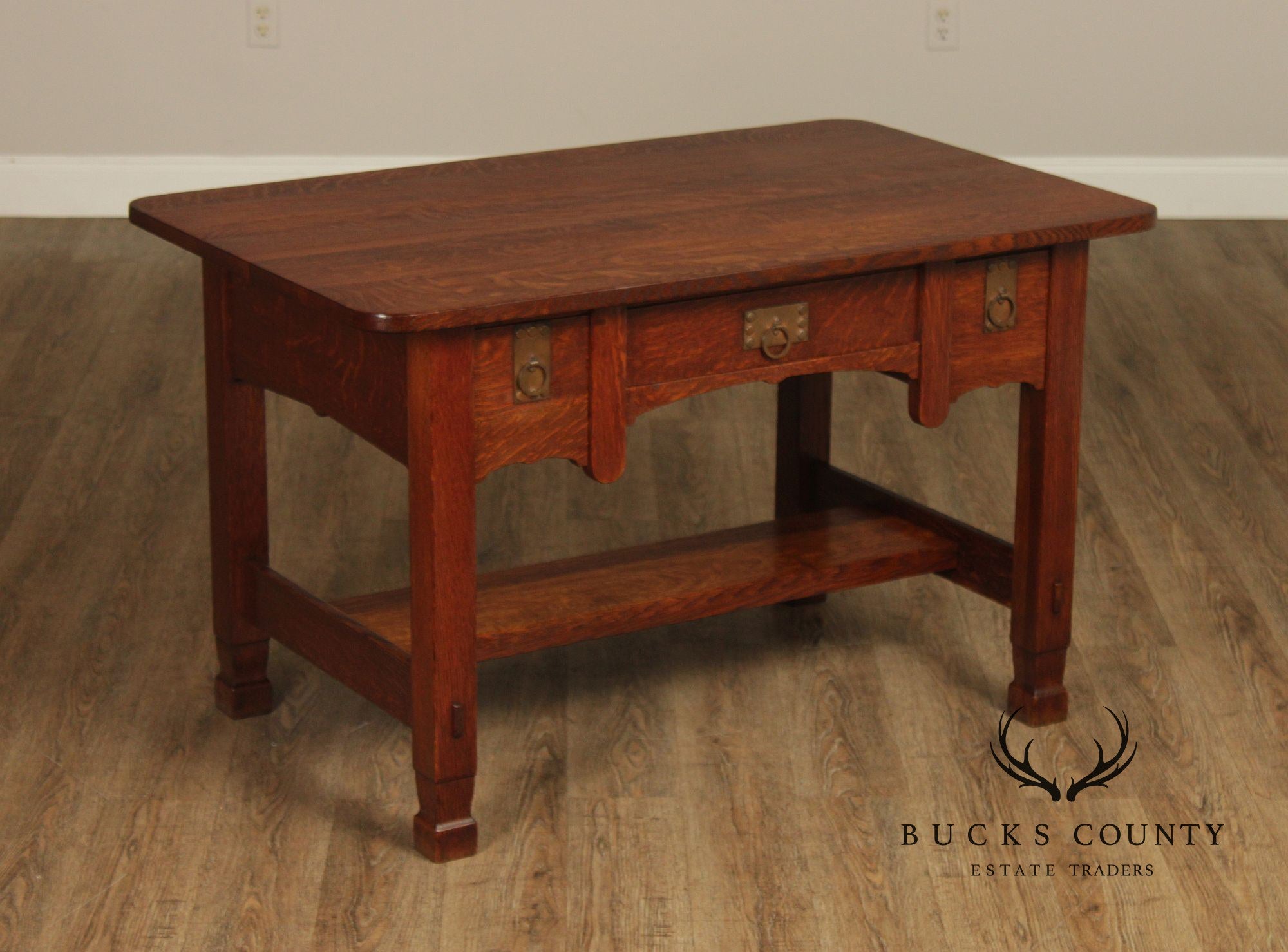 Imperial Grand Rapids Antique Mission Style Oak Library Table Desk