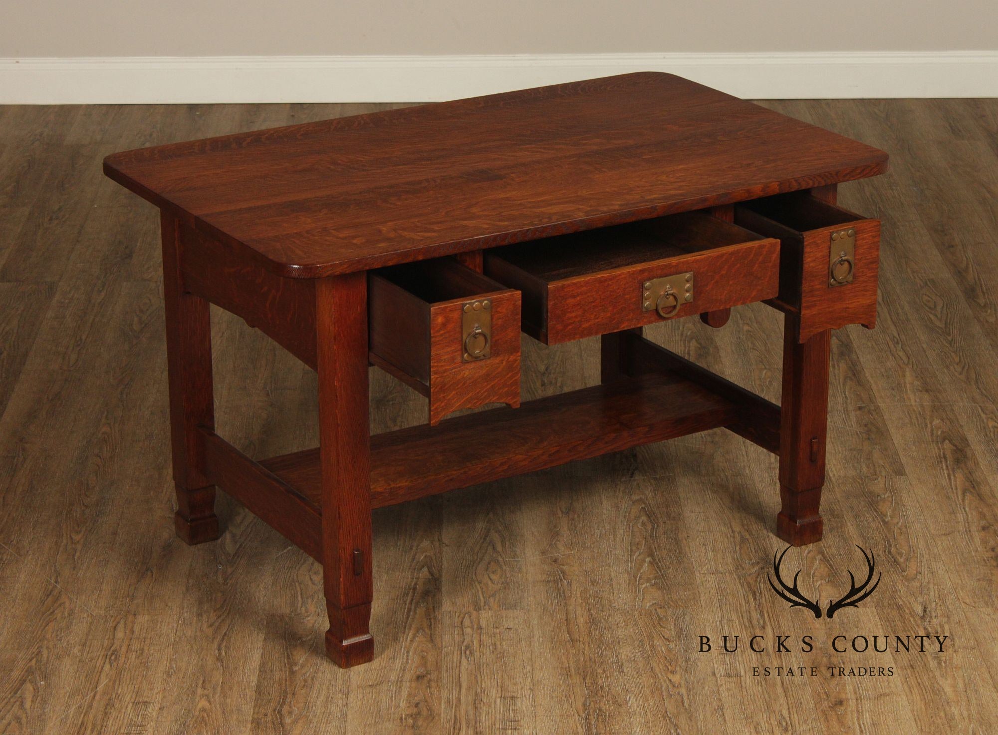 Imperial Grand Rapids Antique Mission Style Oak Library Table Desk
