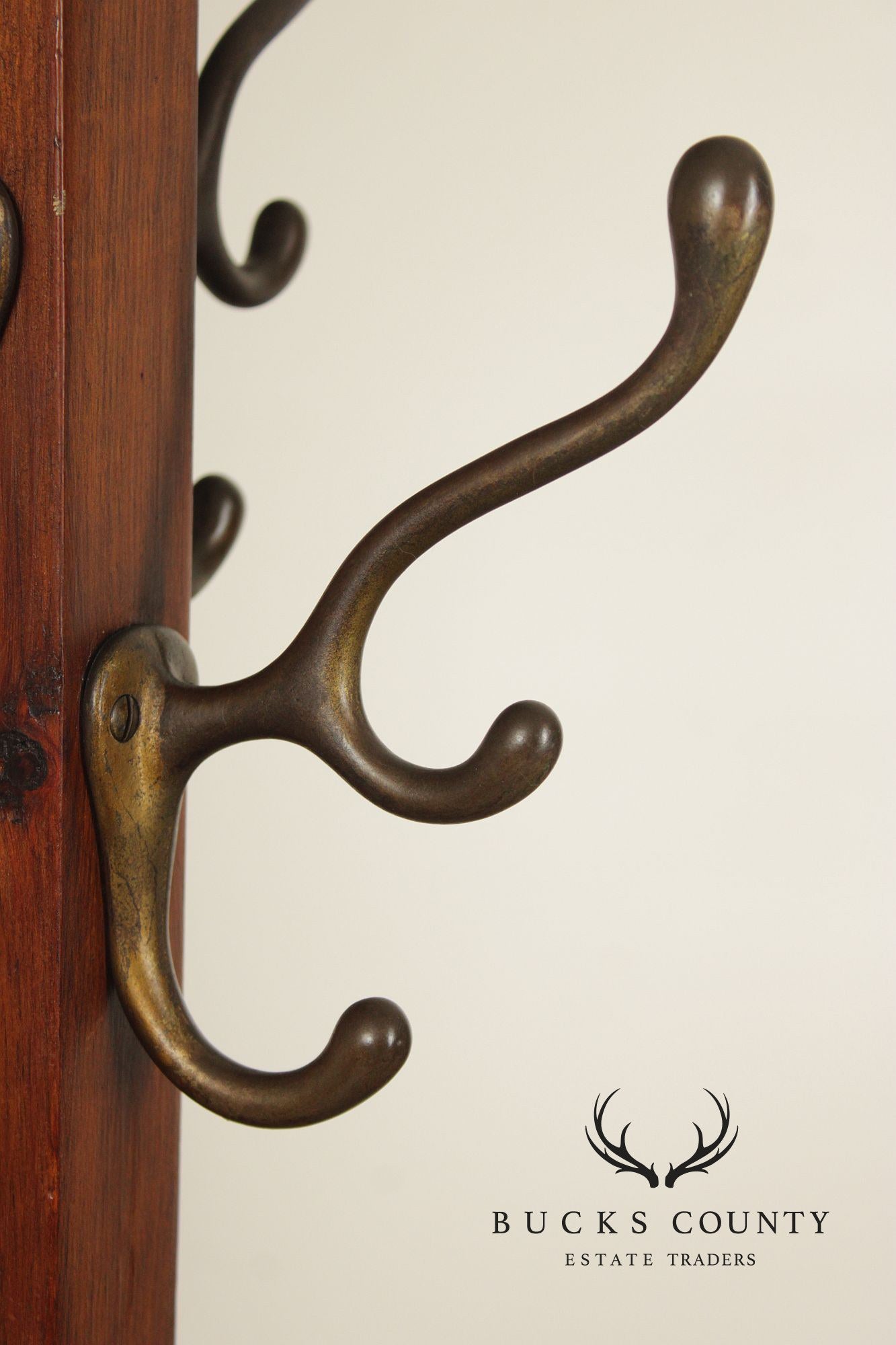 Antique Arts And Crafts Oak Coat Rack
