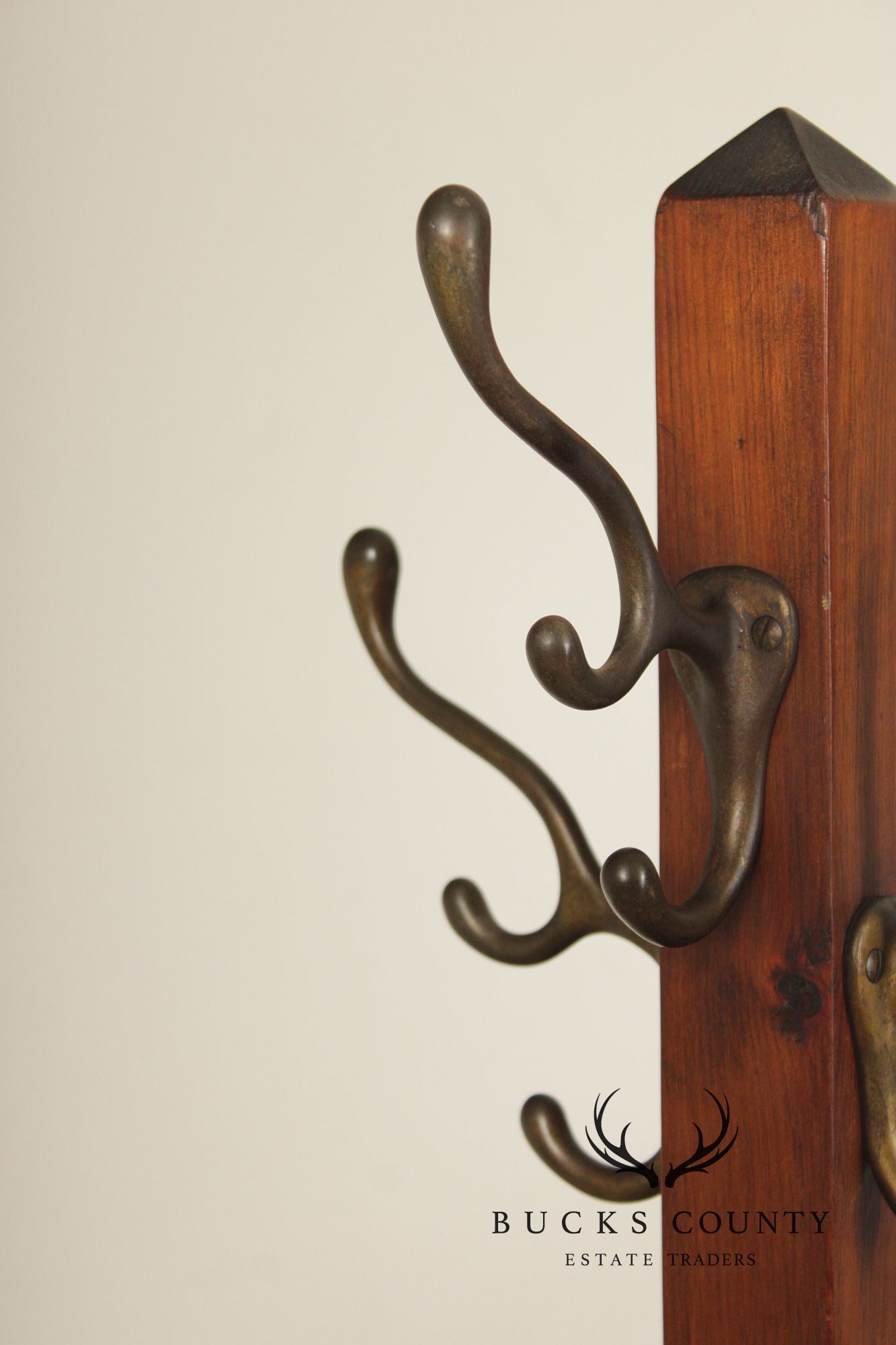 Antique Arts And Crafts Oak Coat Rack