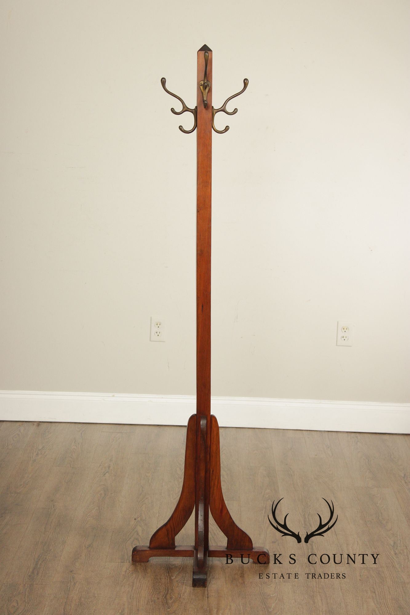 Antique Arts And Crafts Oak Coat Rack