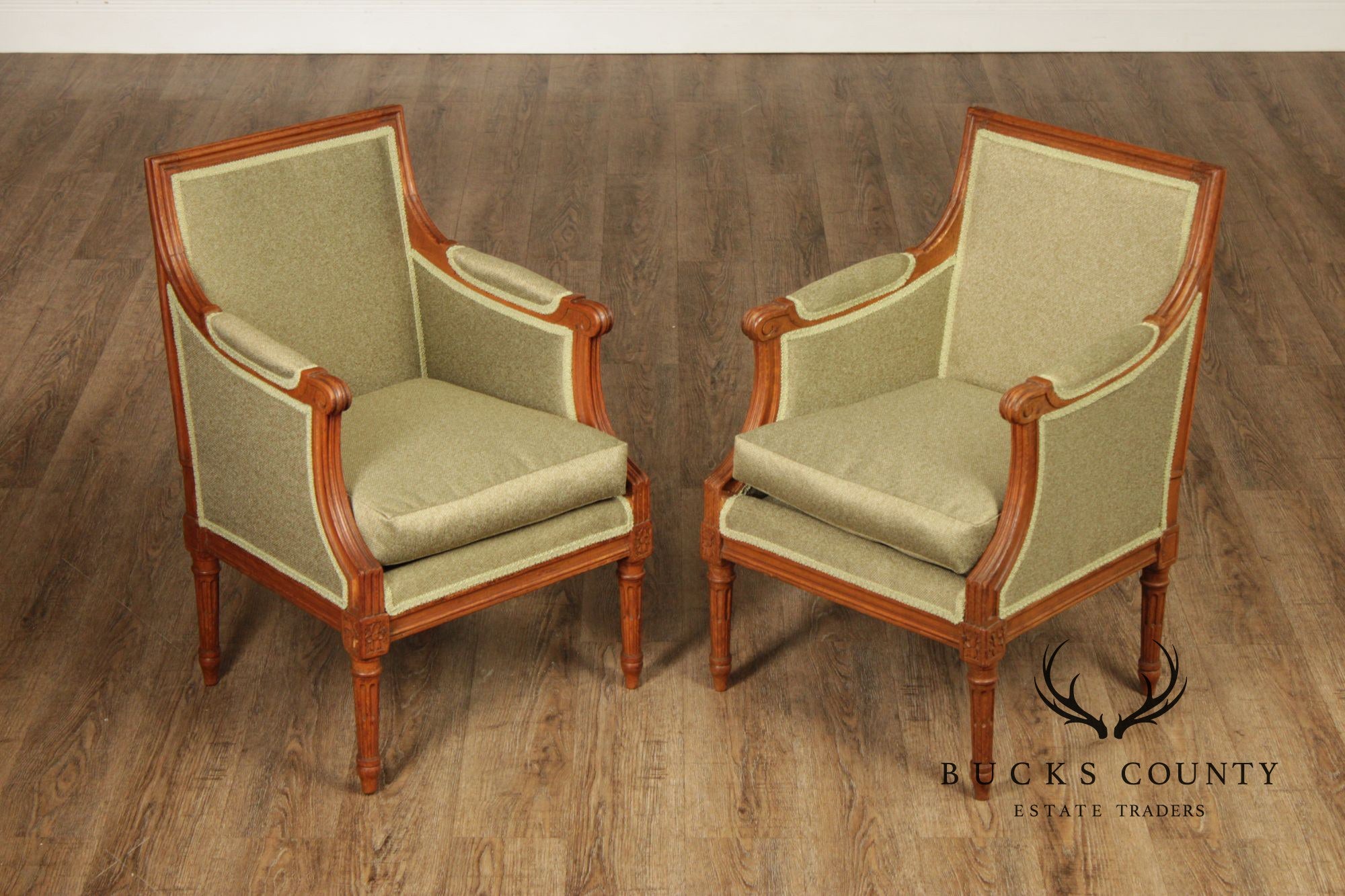 Antique French Louis XVI Style Pair of Child's Bergere Armchairs