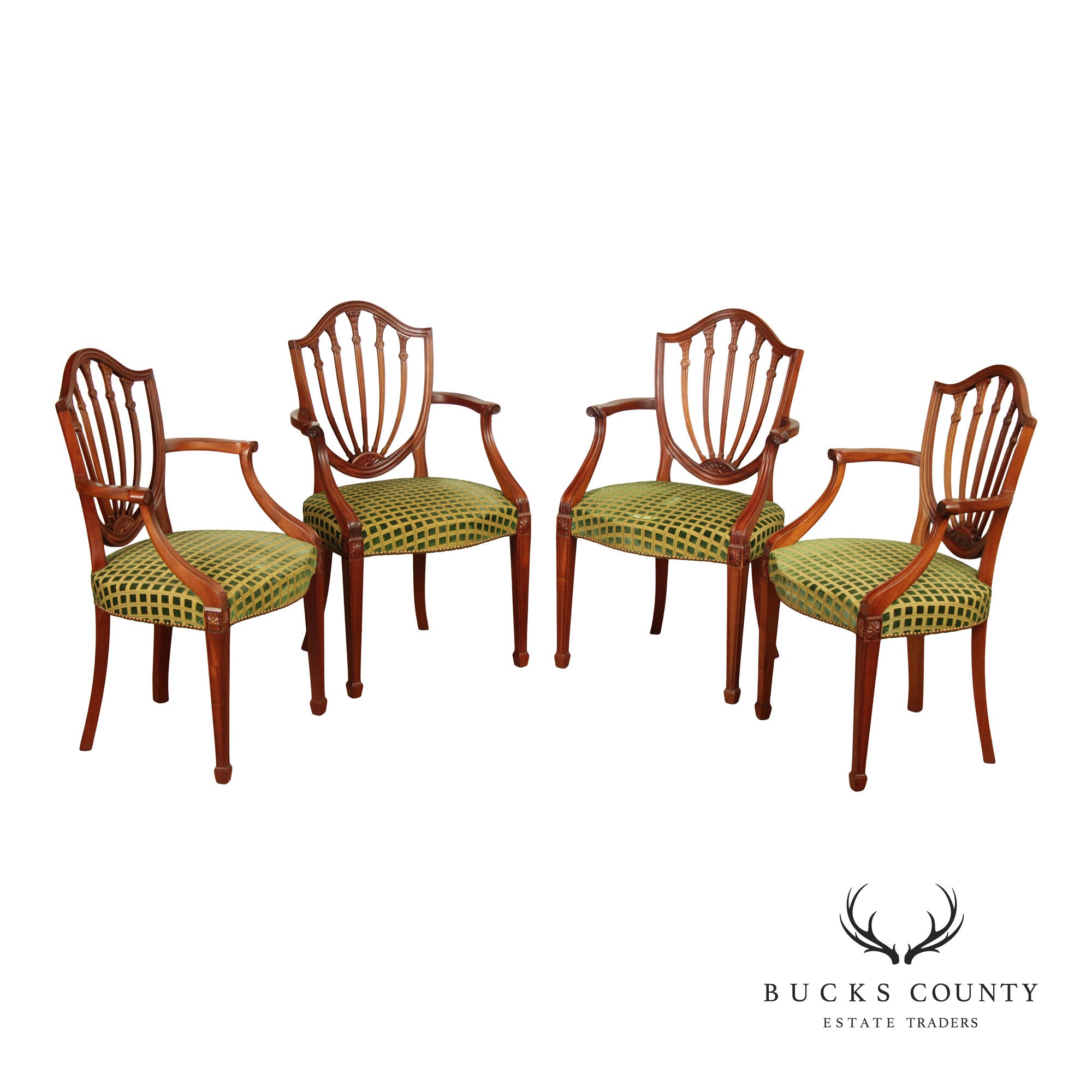 Hepplewhite Style Set of Four Mahogany Shield Back Armchairs