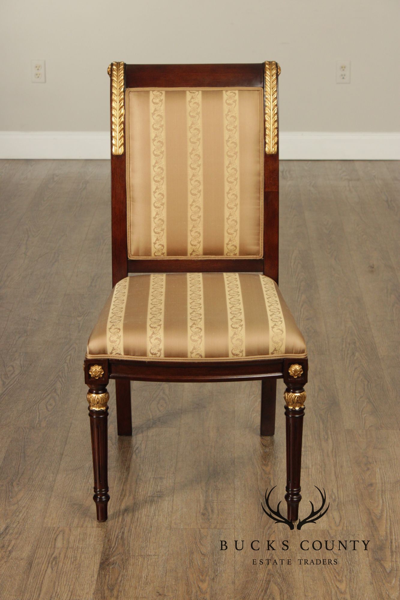 Neoclassical Louis XVI Style Set Of Ten Partial Gilt Mahogany Dining Chairs
