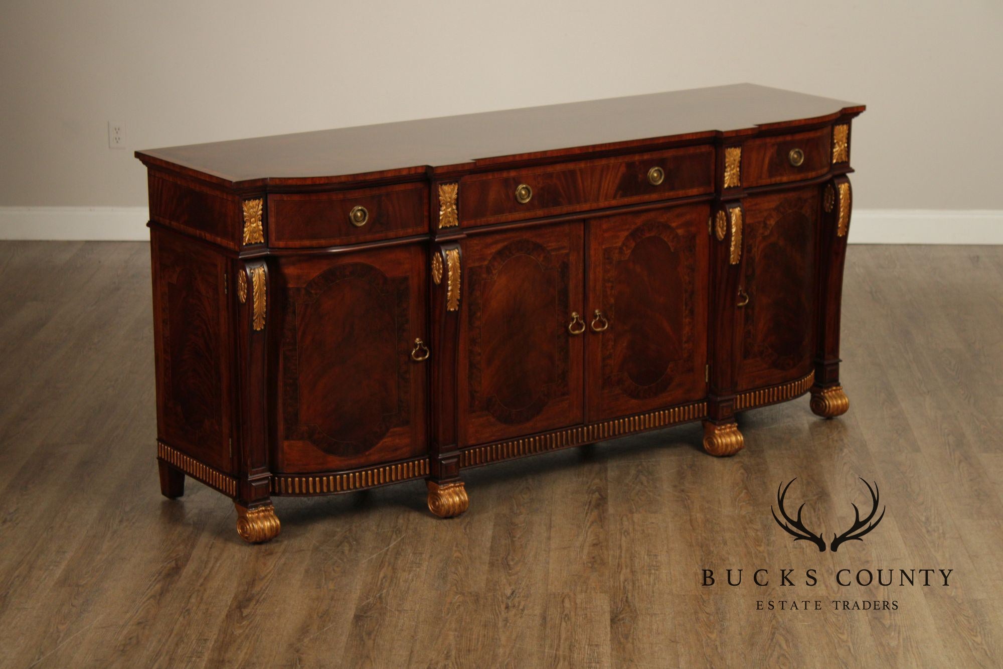 Maitland Smith Mahogany & Partial Gilt Regency Style Sideboard