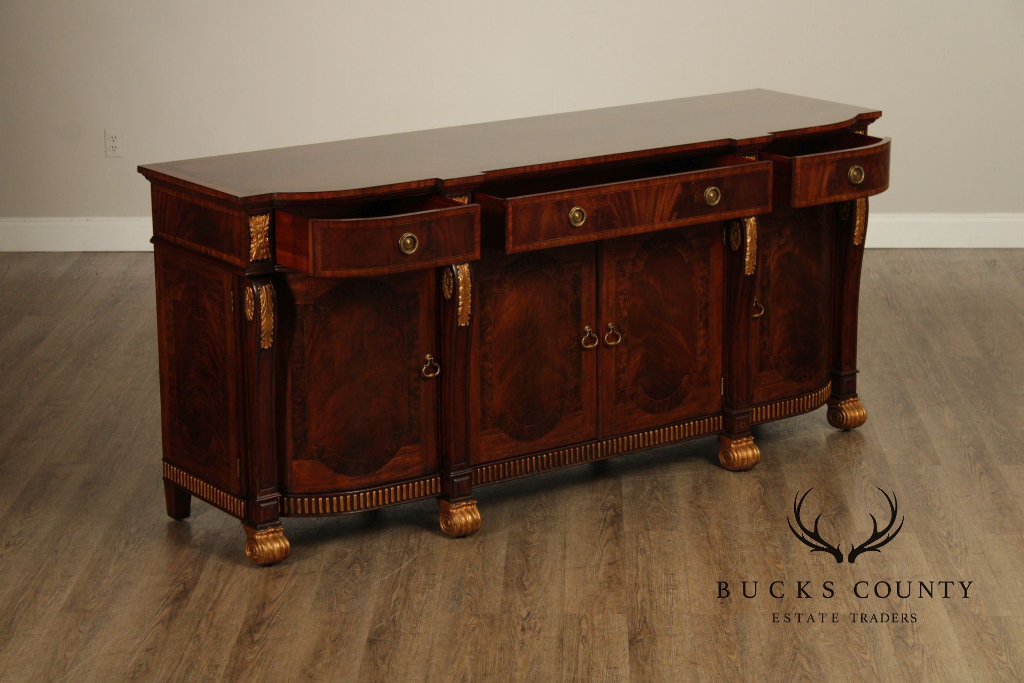 Maitland Smith Mahogany & Partial Gilt Regency Style Sideboard