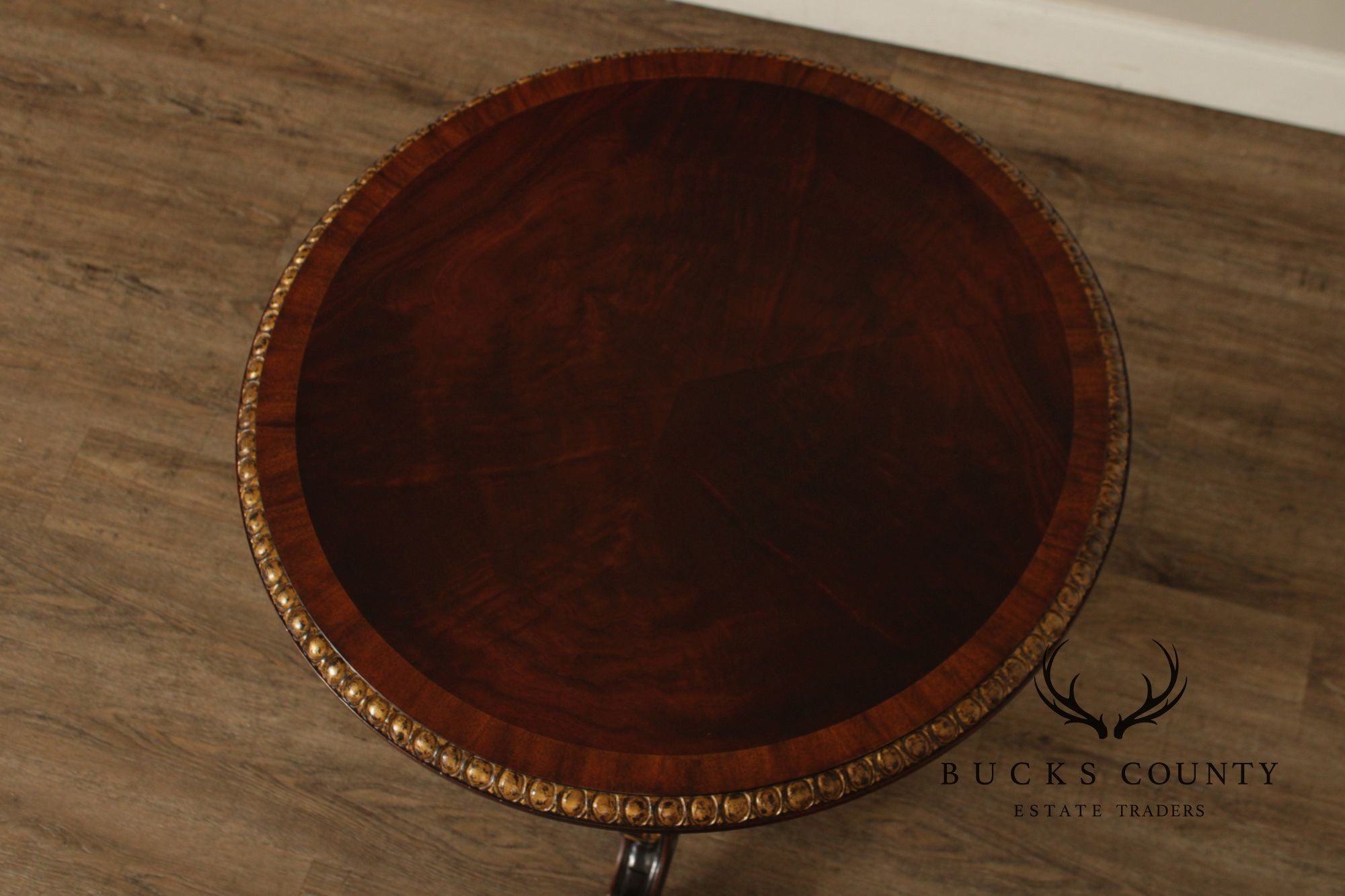 Maitland Smith Mahogany & Gilt Classical Style Round Pedestal Table