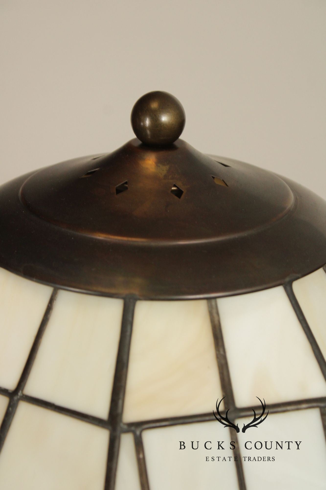 Stickley Mission Collection Oak and Leaded Glass Floor Lamp
