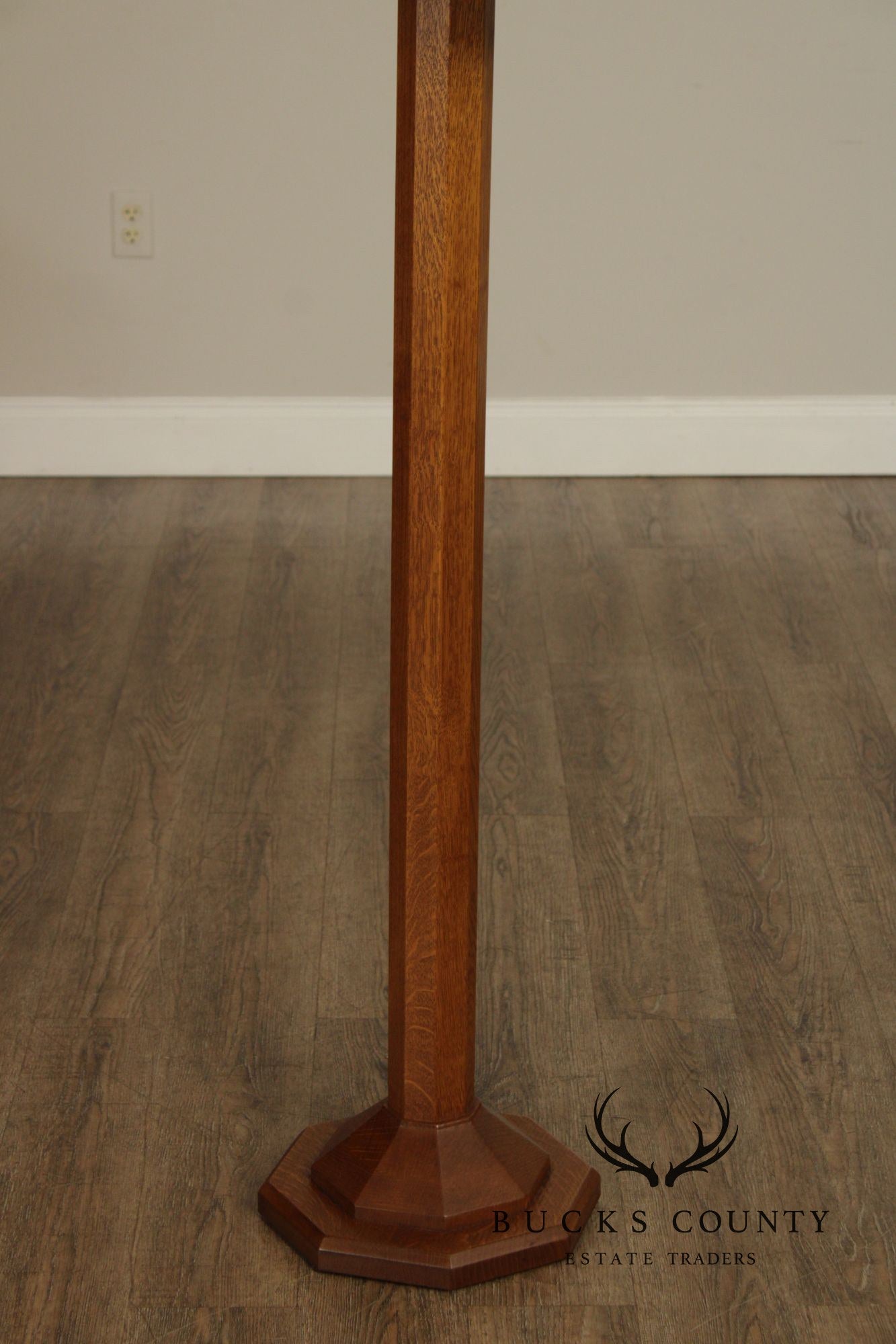 Stickley Mission Collection Oak and Leaded Glass Floor Lamp