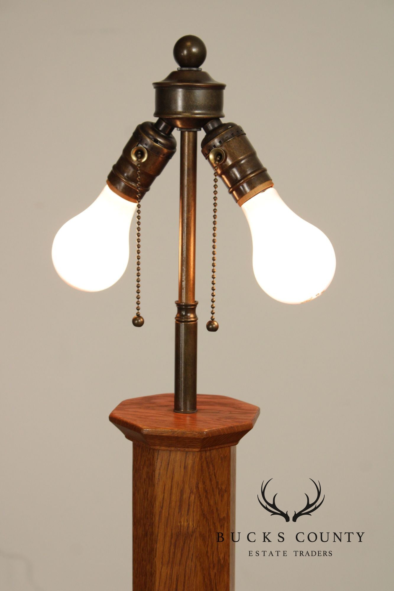 Stickley Mission Collection Oak and Leaded Glass Floor Lamp
