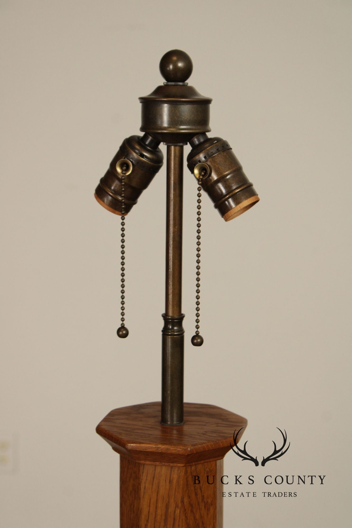 Stickley Mission Collection Oak and Leaded Glass Floor Lamp