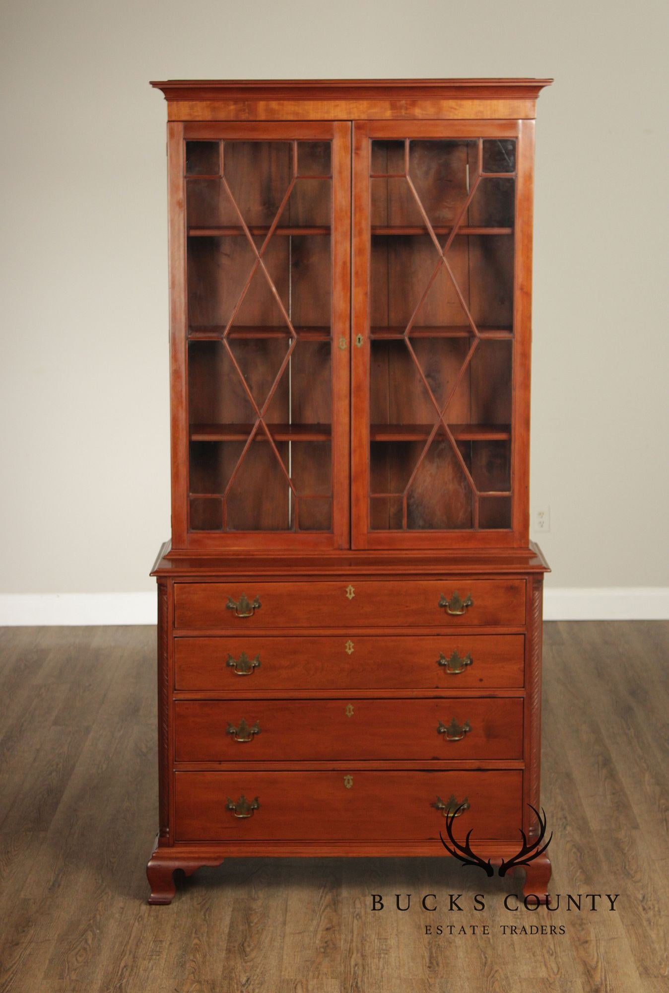 Antique American Chippendale Period Cherry Bookcase