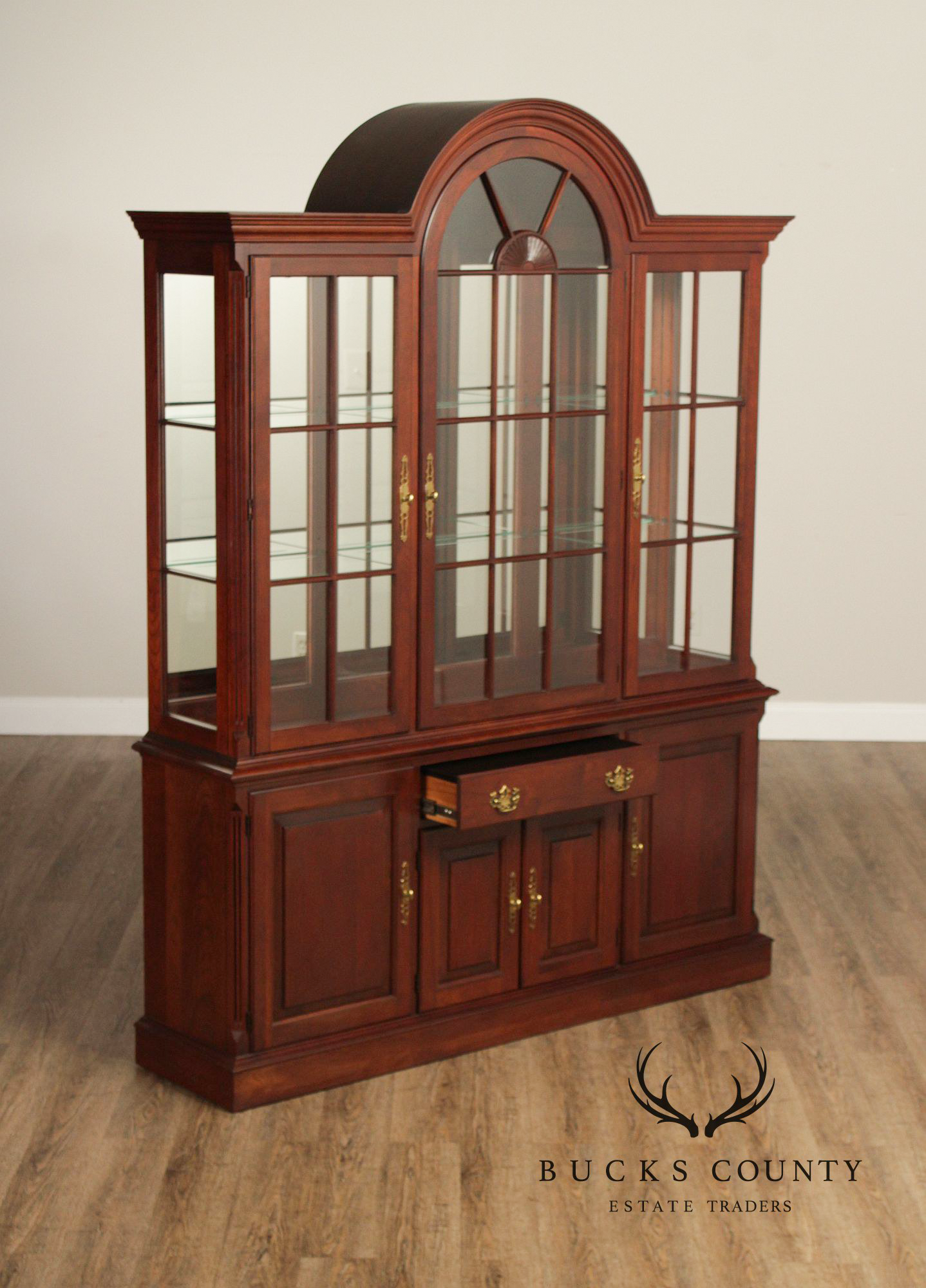 Pennsylvania House Cherry Traditional Lighted China Cabinet Breakfront