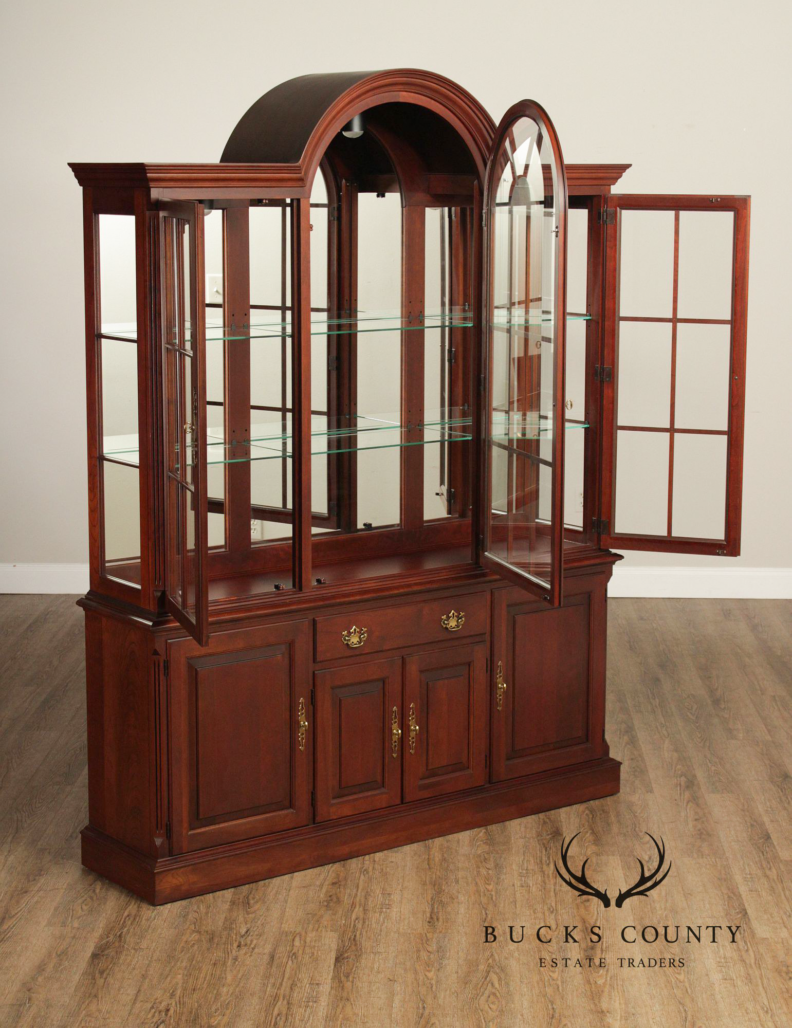 Pennsylvania House Cherry Traditional Lighted China Cabinet Breakfront