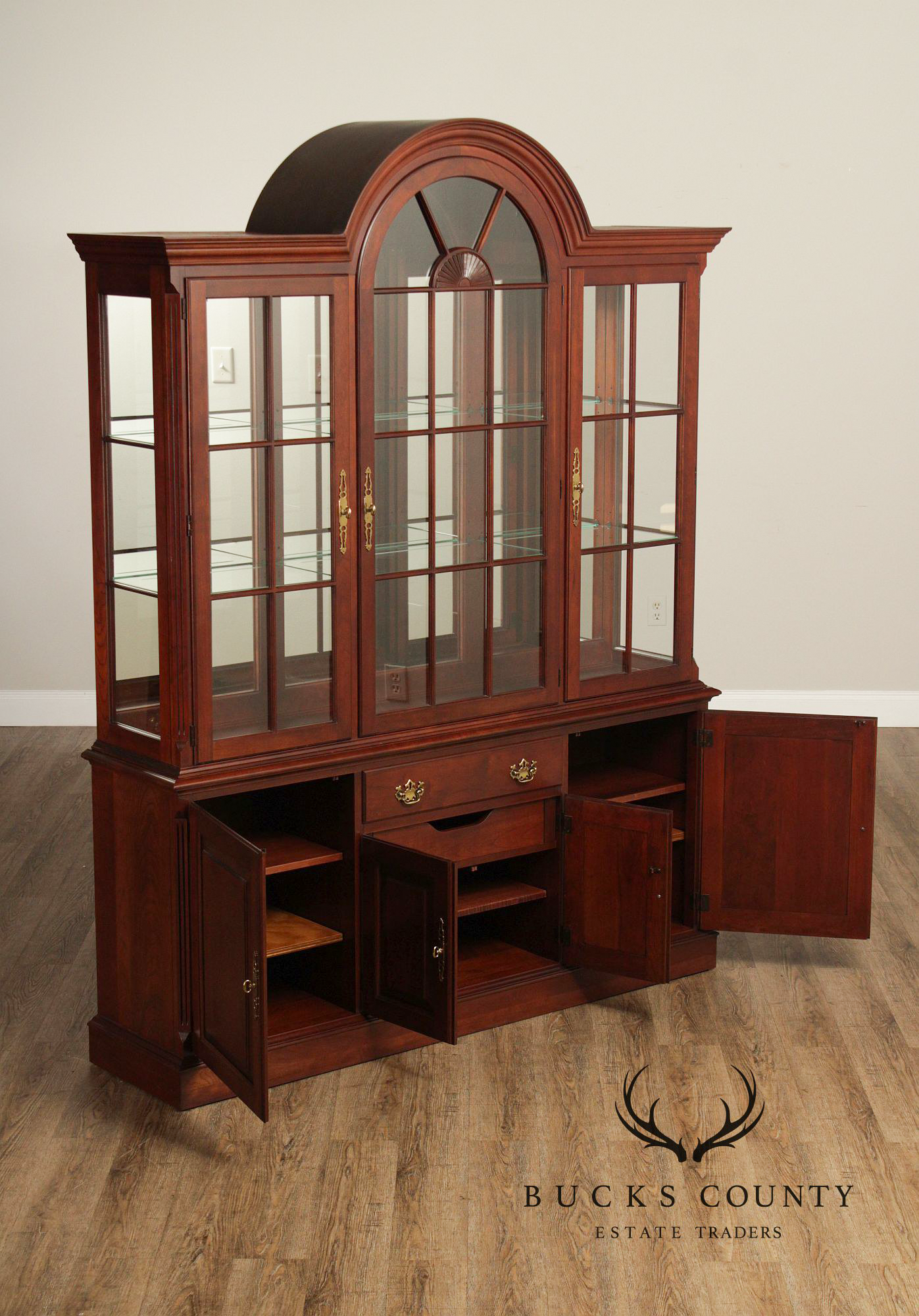 Pennsylvania House Cherry Traditional Lighted China Cabinet Breakfront
