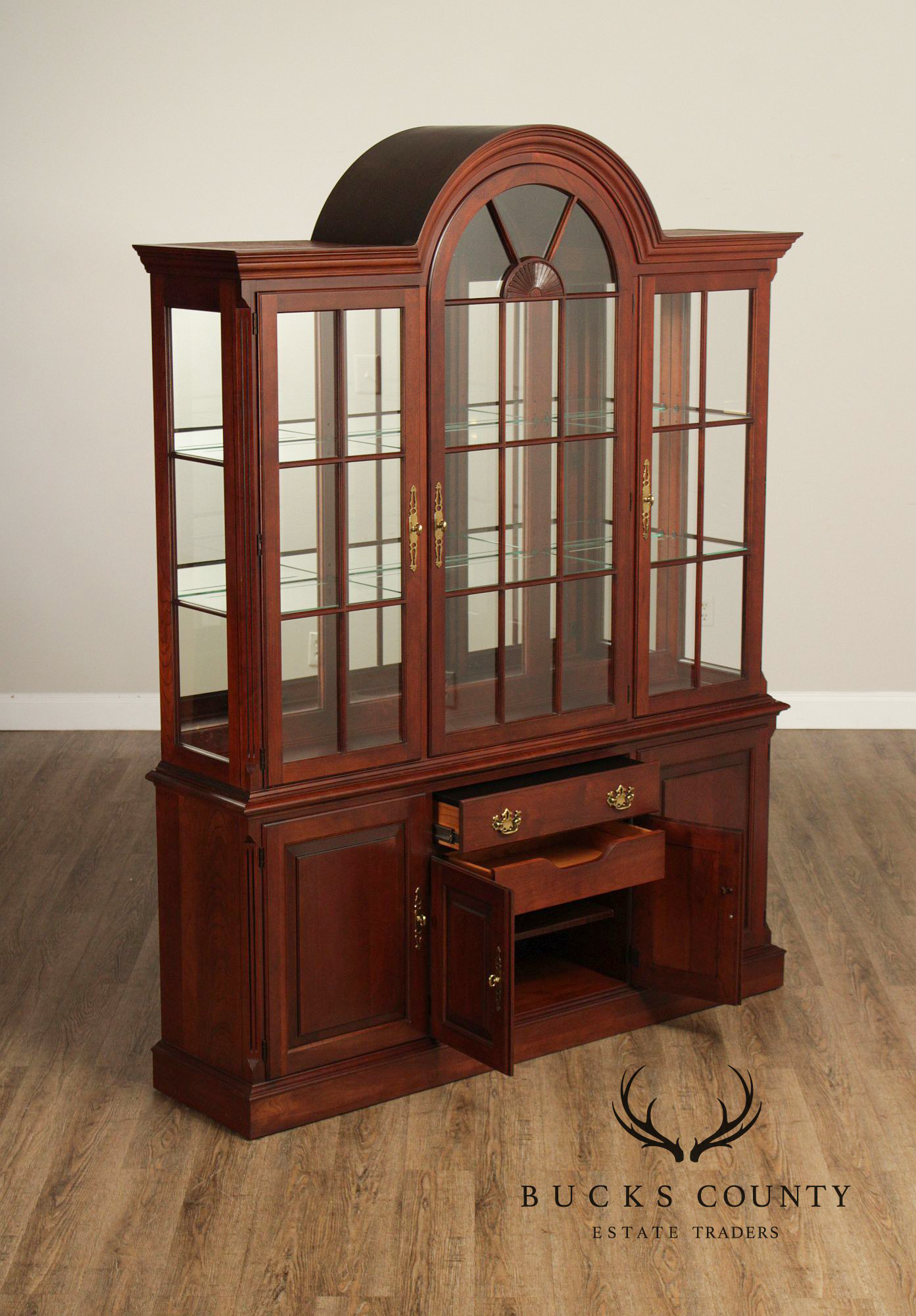 Pennsylvania House Cherry Traditional Lighted China Cabinet Breakfront
