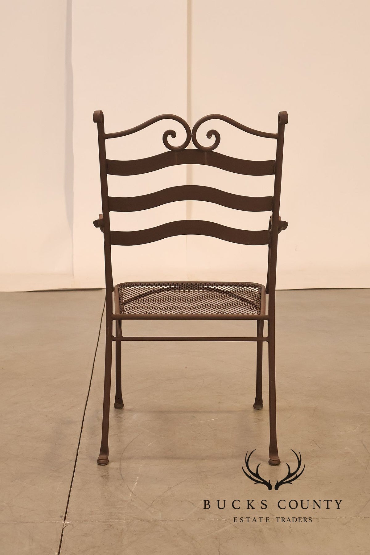 Tuscan Style Set of Four Wrought Iron Patio Chairs