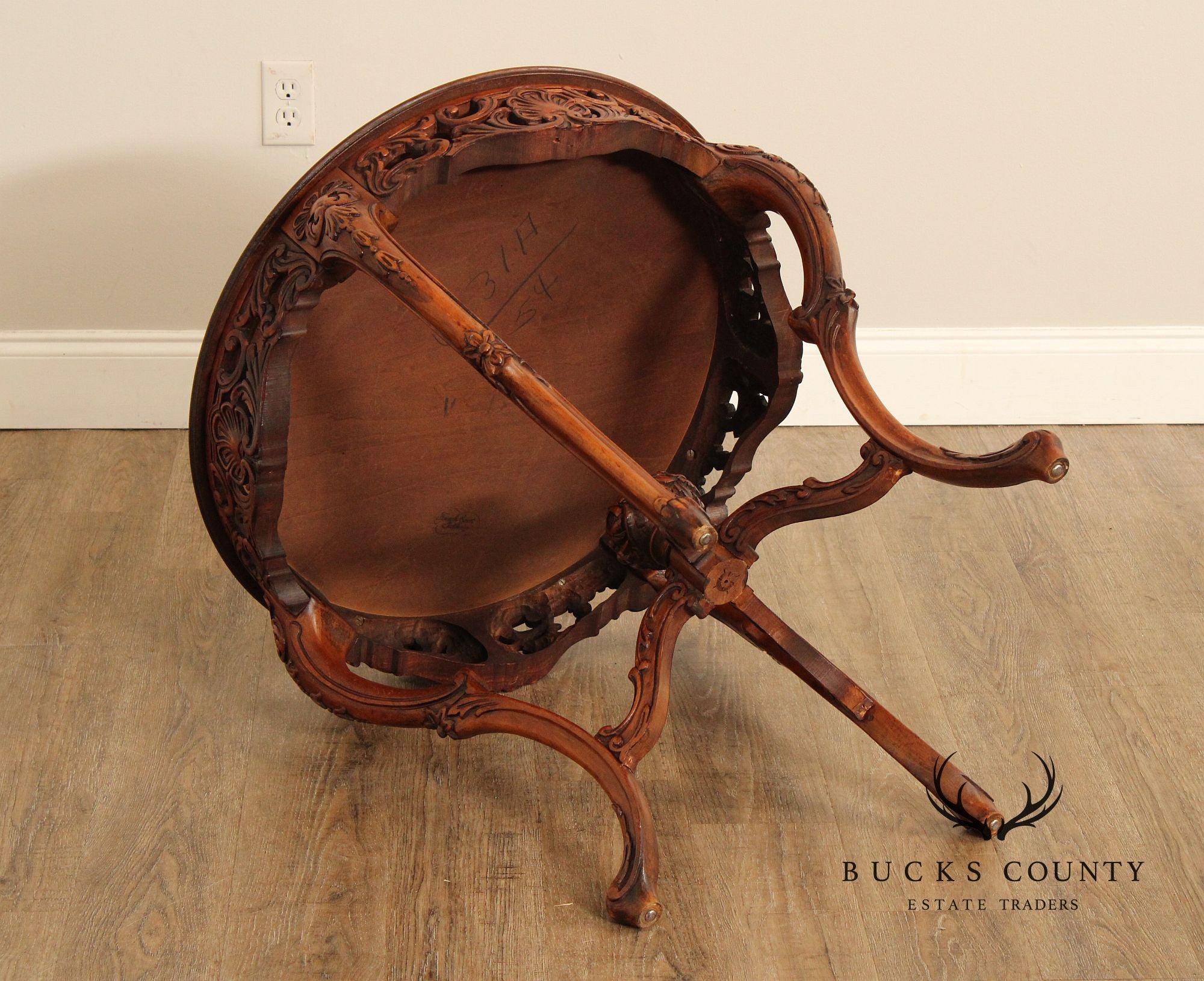 French Court Galleries Rococo Style Round Inlaid Side Table