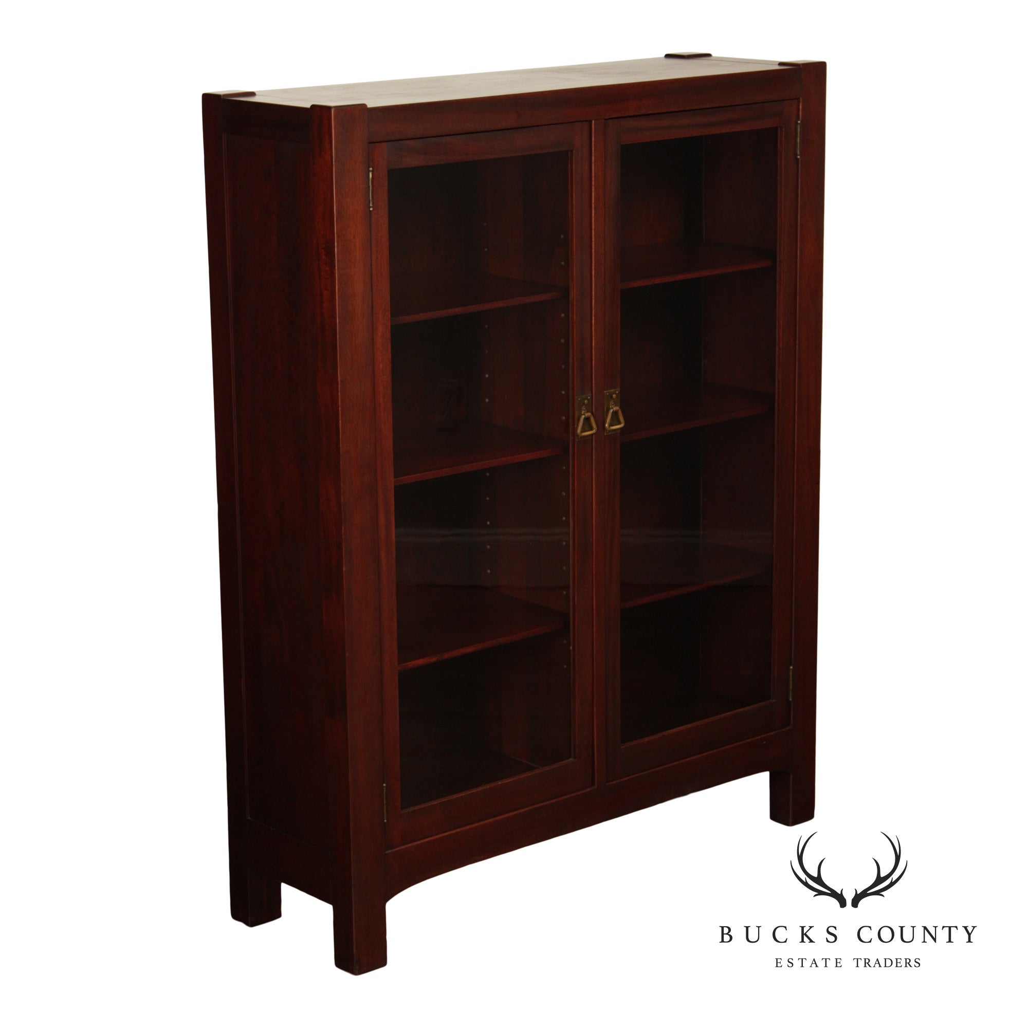 Antique Mission Mahogany Two Door Bookcase