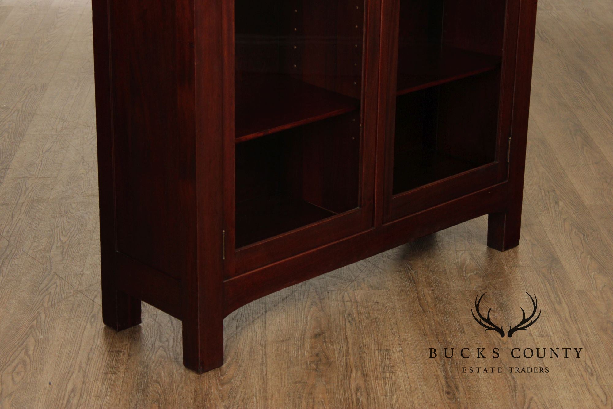 Antique Mission Mahogany Two Door Bookcase
