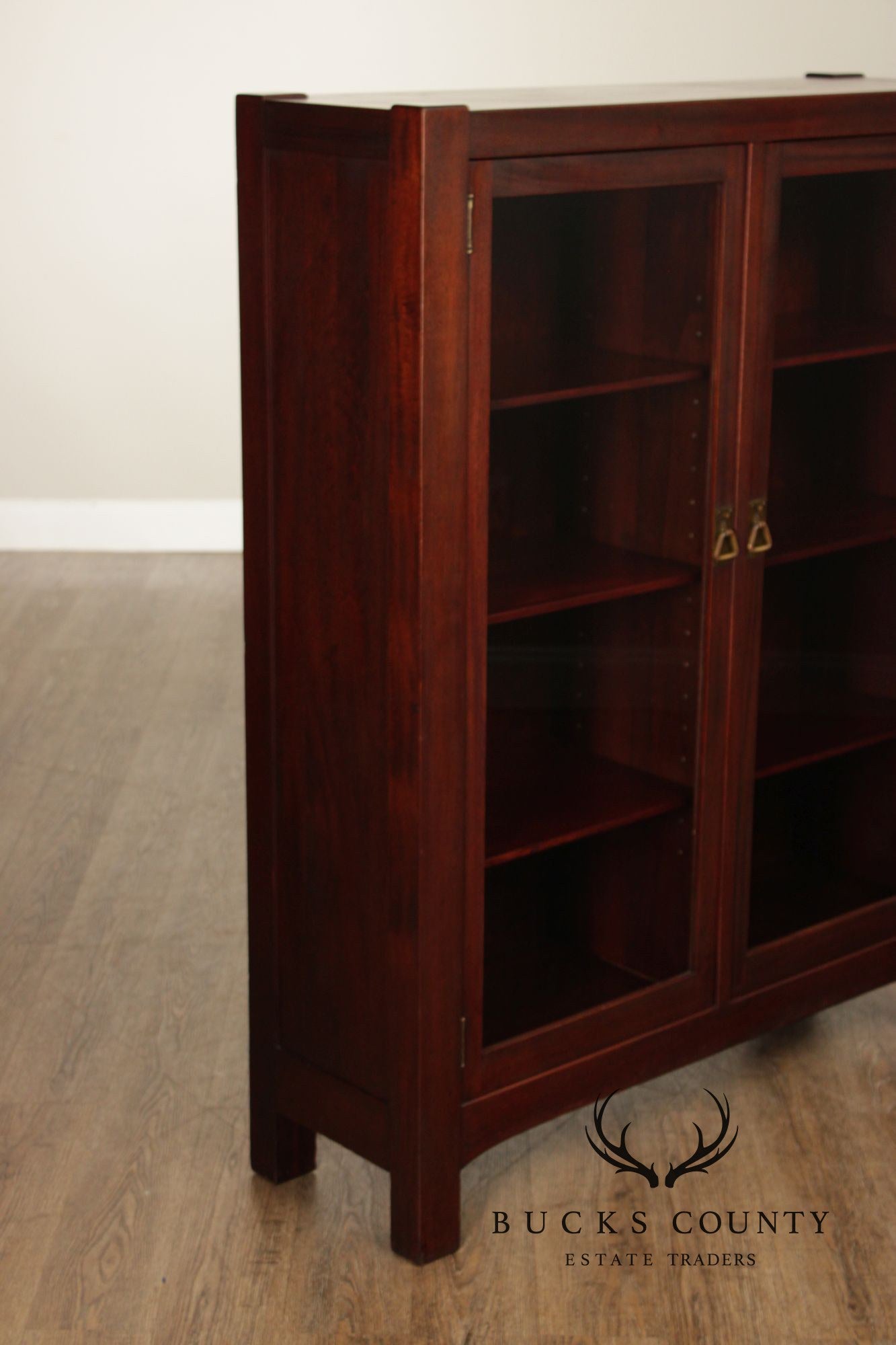 Antique Mission Mahogany Two Door Bookcase