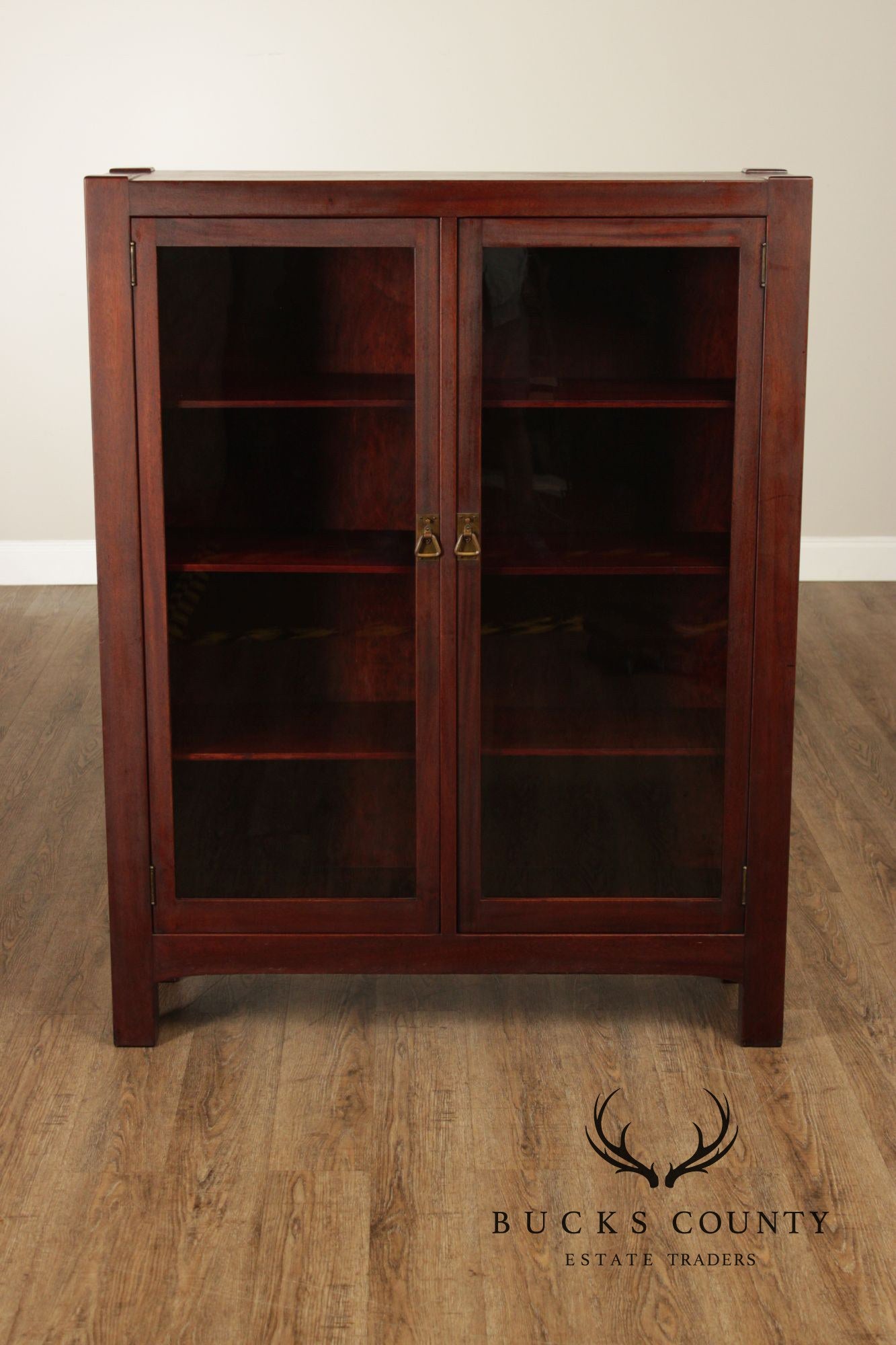 Antique Mission Mahogany Two Door Bookcase