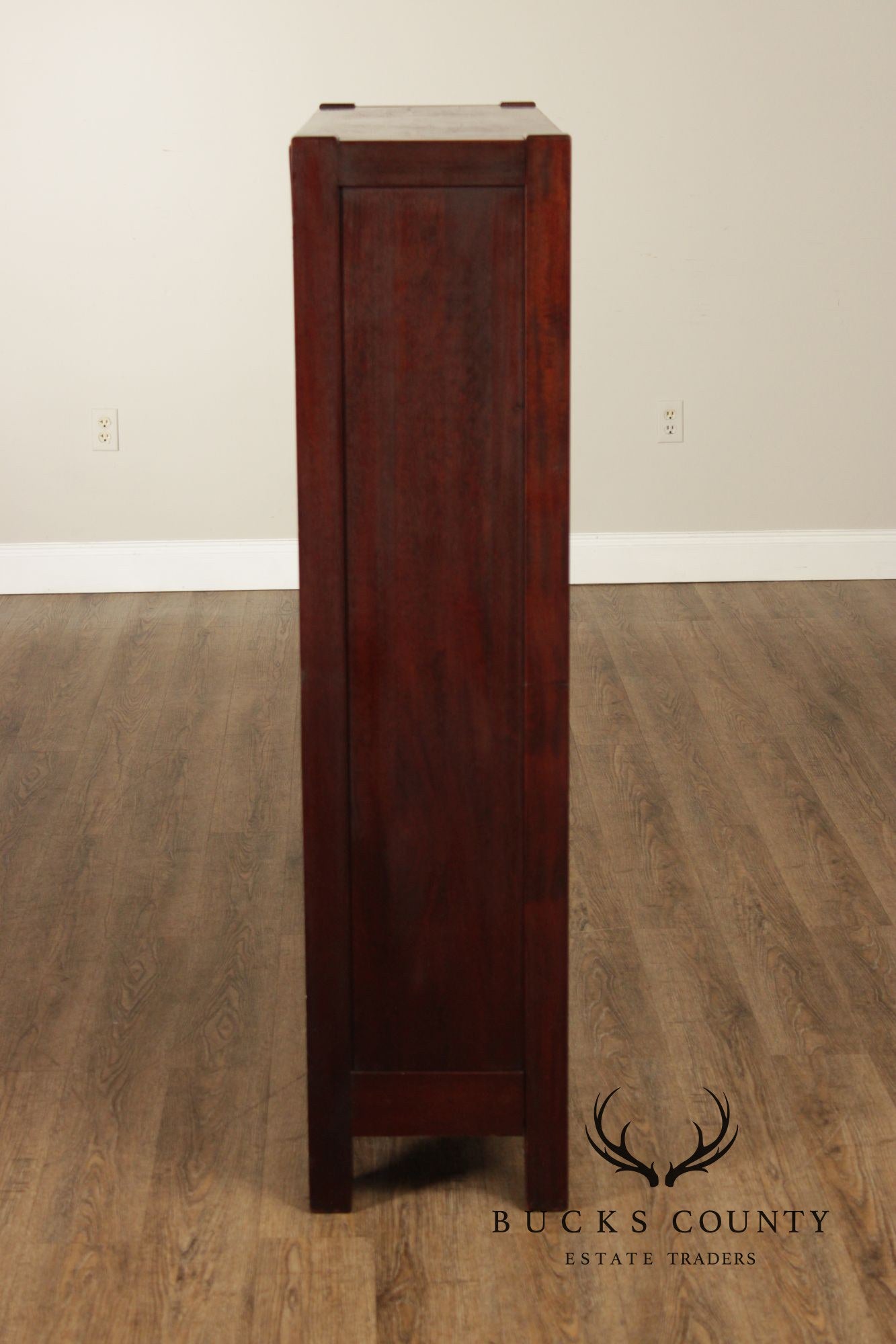 Antique Mission Mahogany Two Door Bookcase