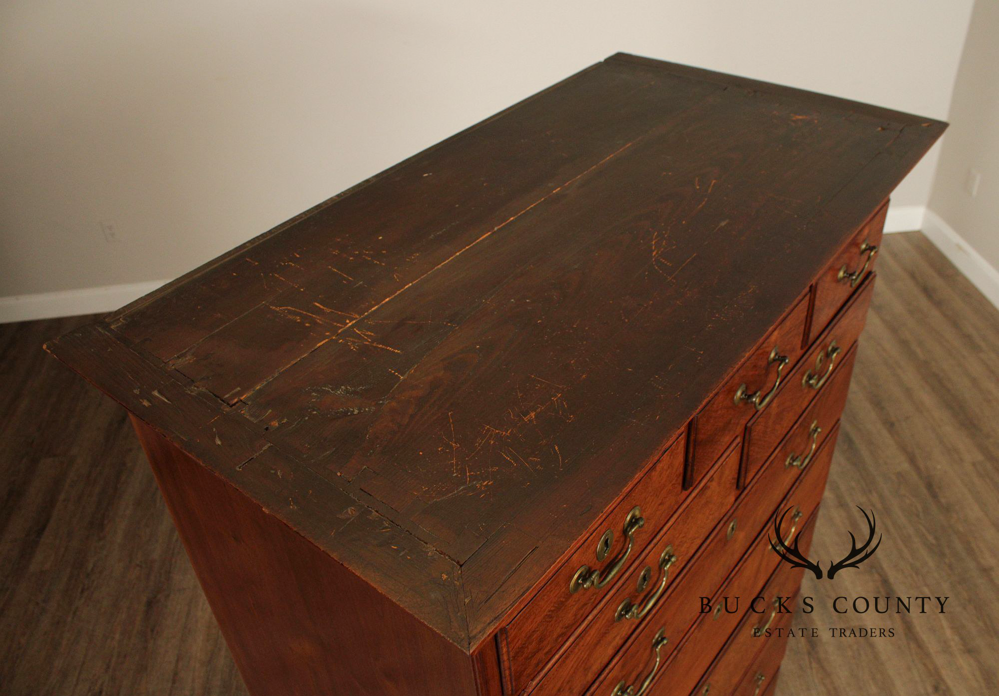Antique American Chippendale Style Walnut Tall Chest of Drawers
